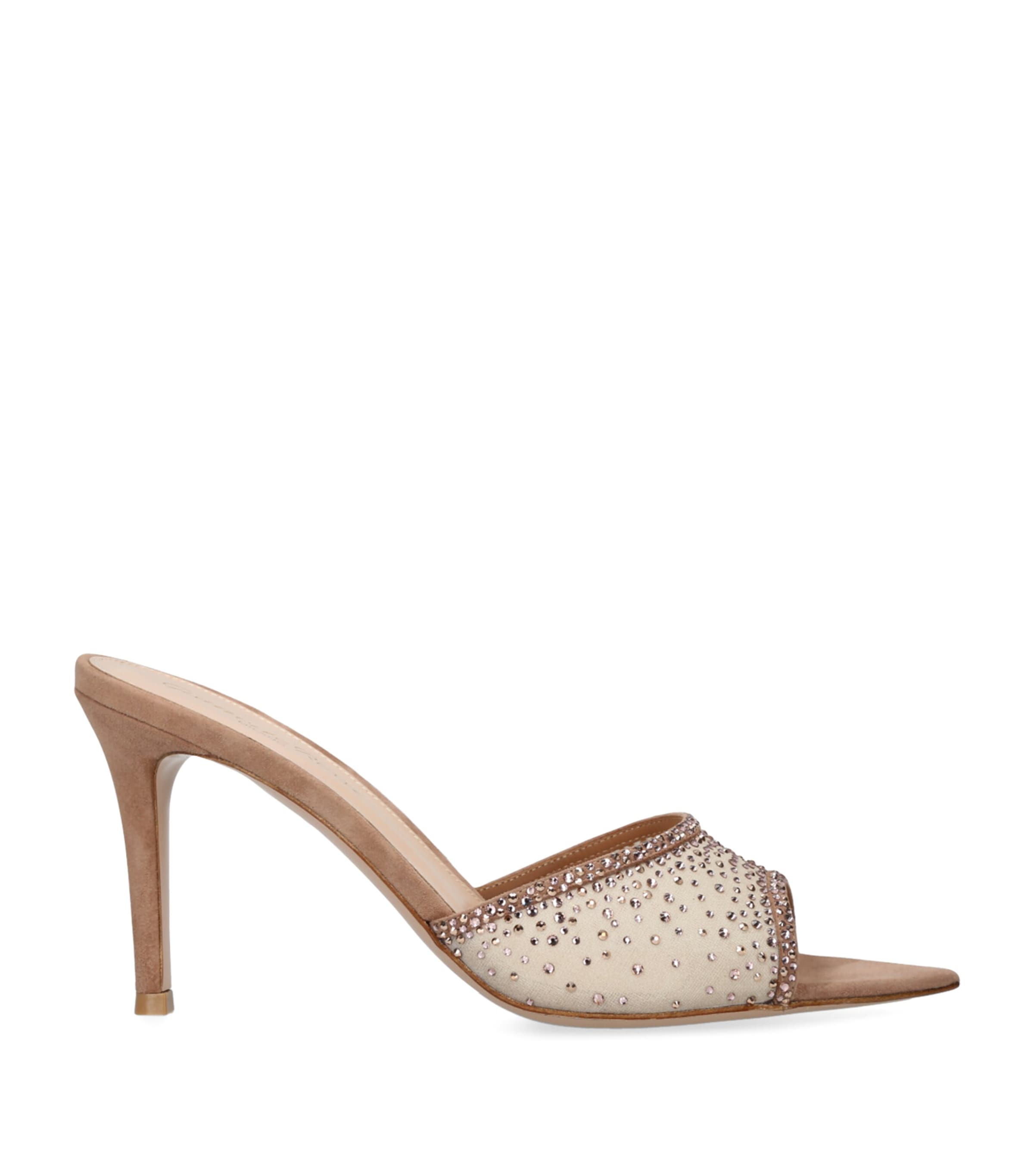 Gianvito Rossi Embellished Rania Mules 85 In Brown
