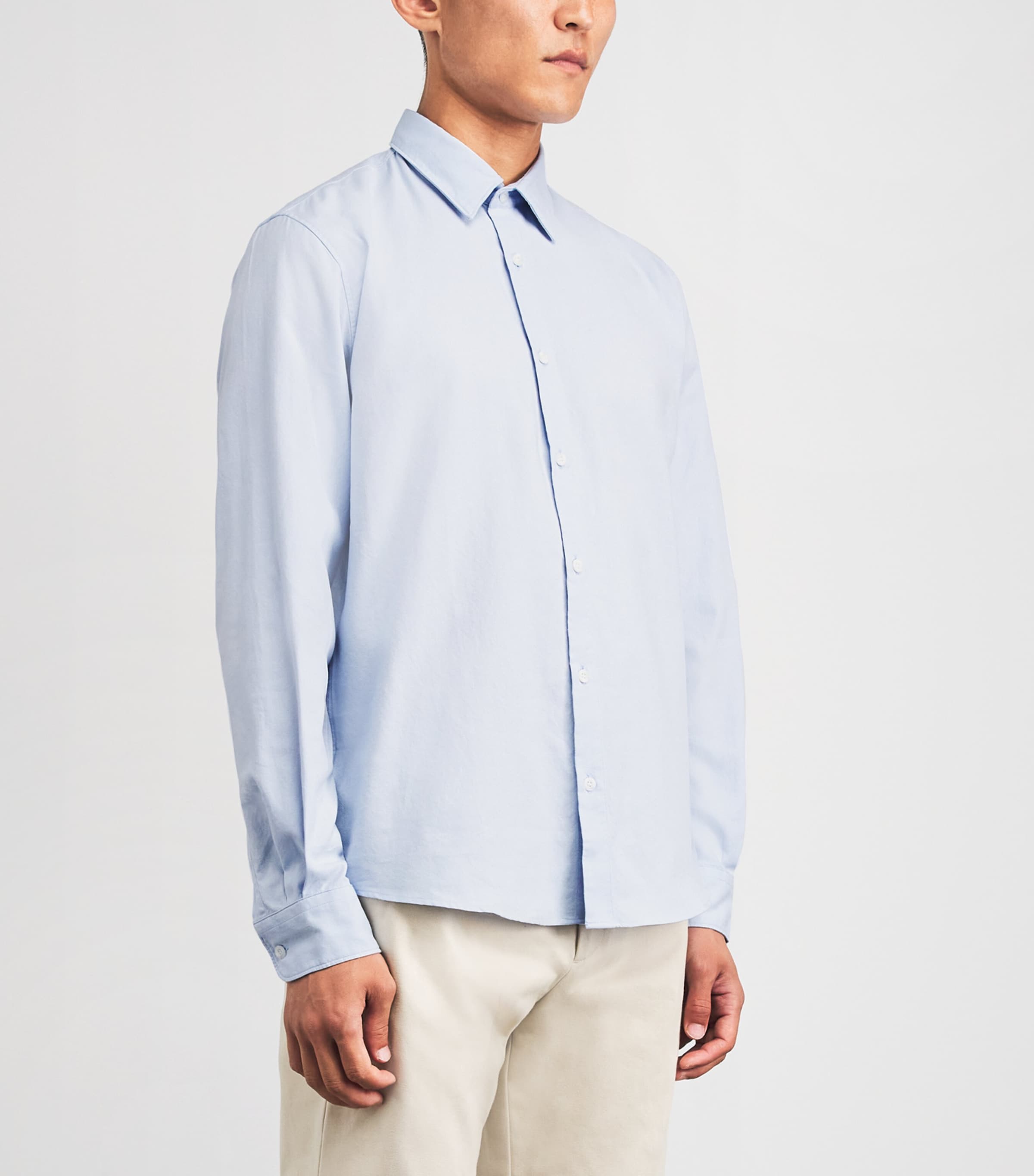 Sunspel Mens Cotton Oxford Shirt Light Blue Oxfo Image 4