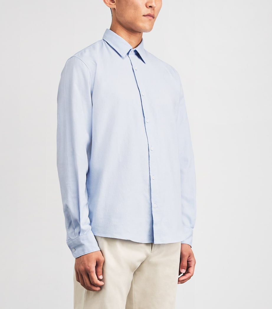 Sunspel Mens Cotton Oxford Shirt Light Blue Oxfo Image 4