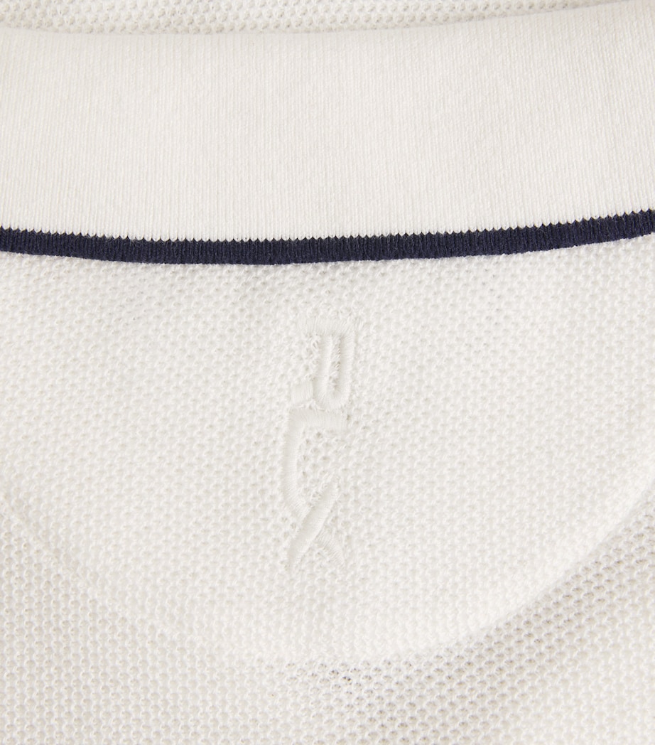 Cotton-Blend Coolmax Polo Shirt WHITE / NAVY Image 5