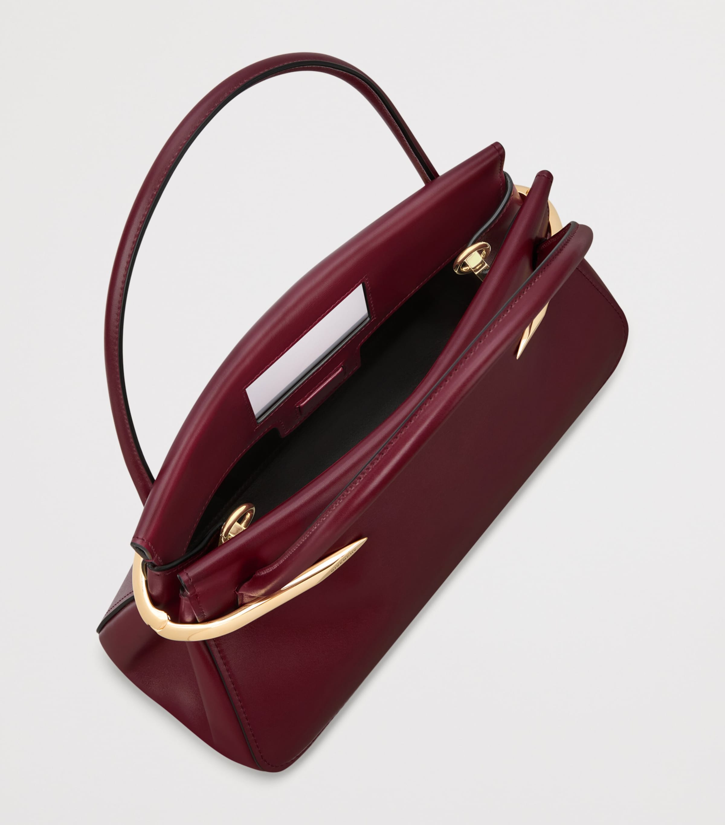 Medium Leather Pinch Top-Handle Bag BURGUNDY Image 5