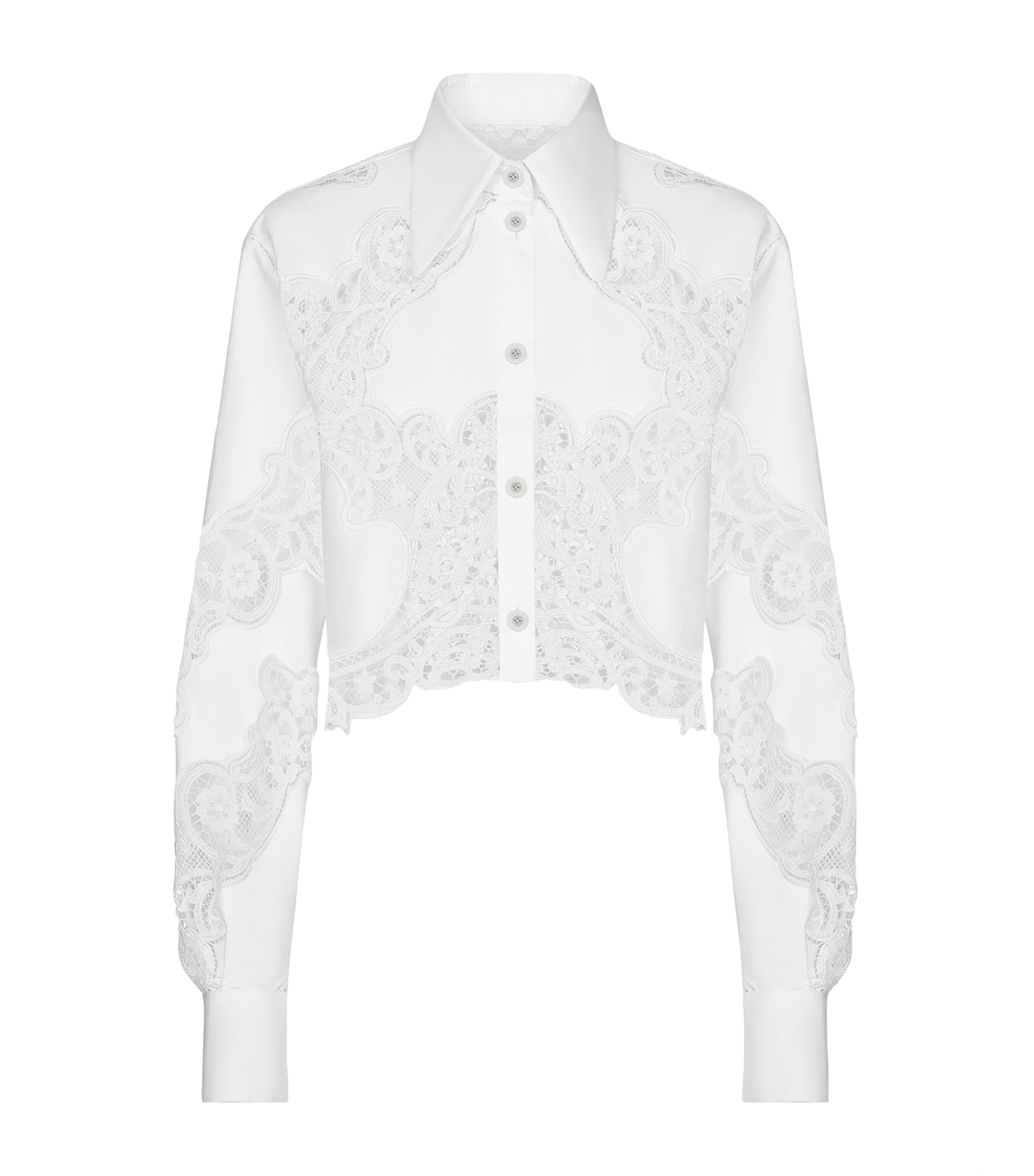 Shop Dolce & Gabbana Lace Cropped Shirt