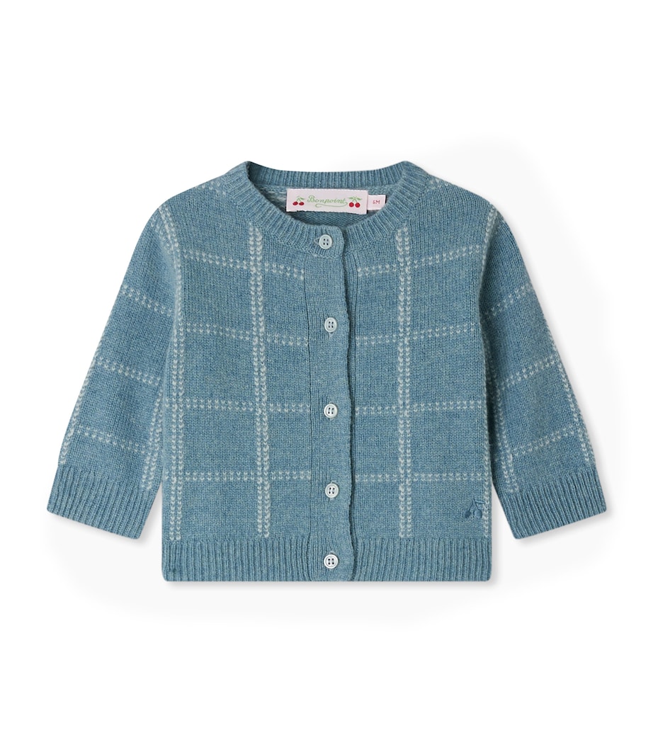 Wool Plaid Jodina Cardigan (24-36 Months) BLEU AQUA Image 1