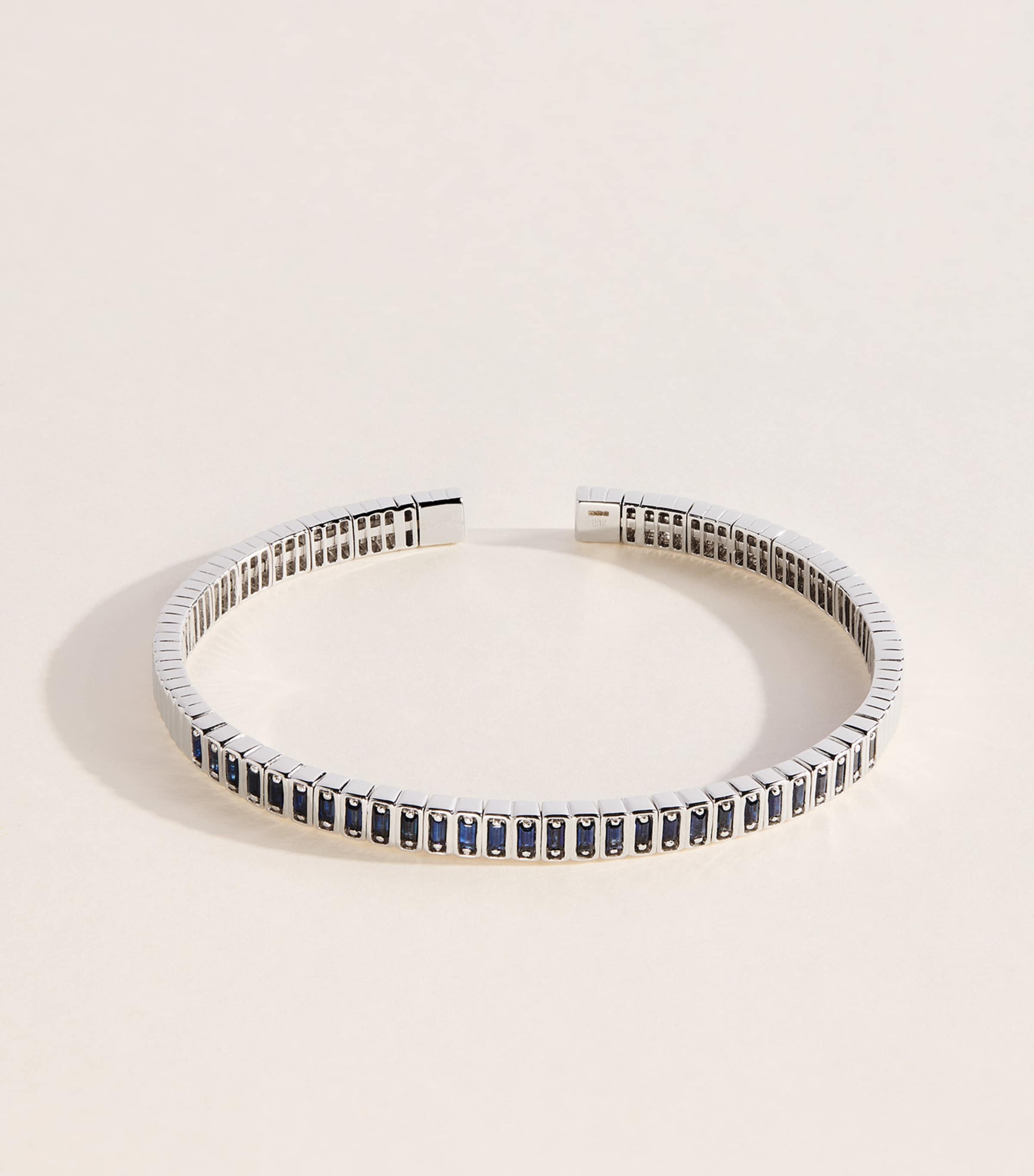 Suzanne Kalan White Gold and Sapphire Inlay Bangle Wg/db Image 1