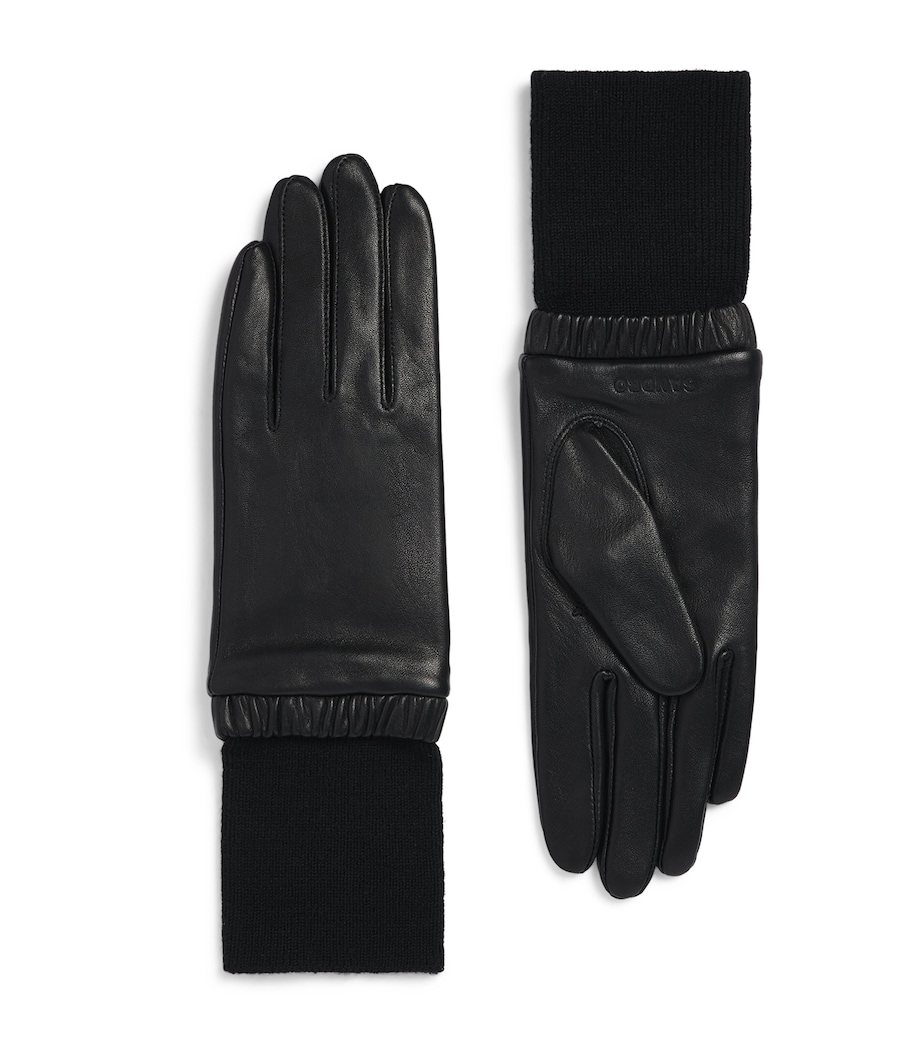 Sandro Paris Leather-Wool Gloves Black Image 1