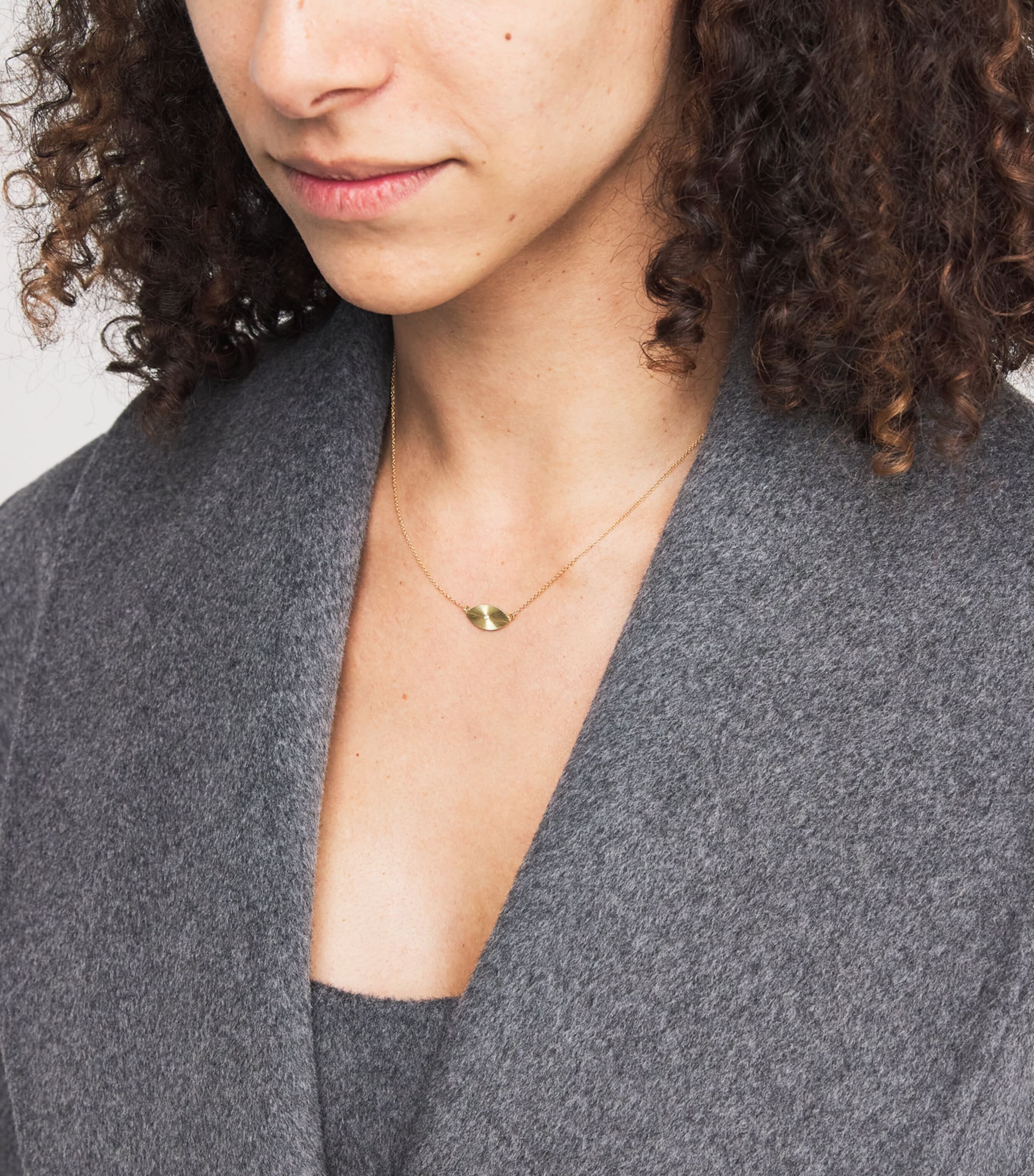 Yellow Gold and Diamond Mini Evil Eye '70s Necklace YELLOW GOLD Image 2