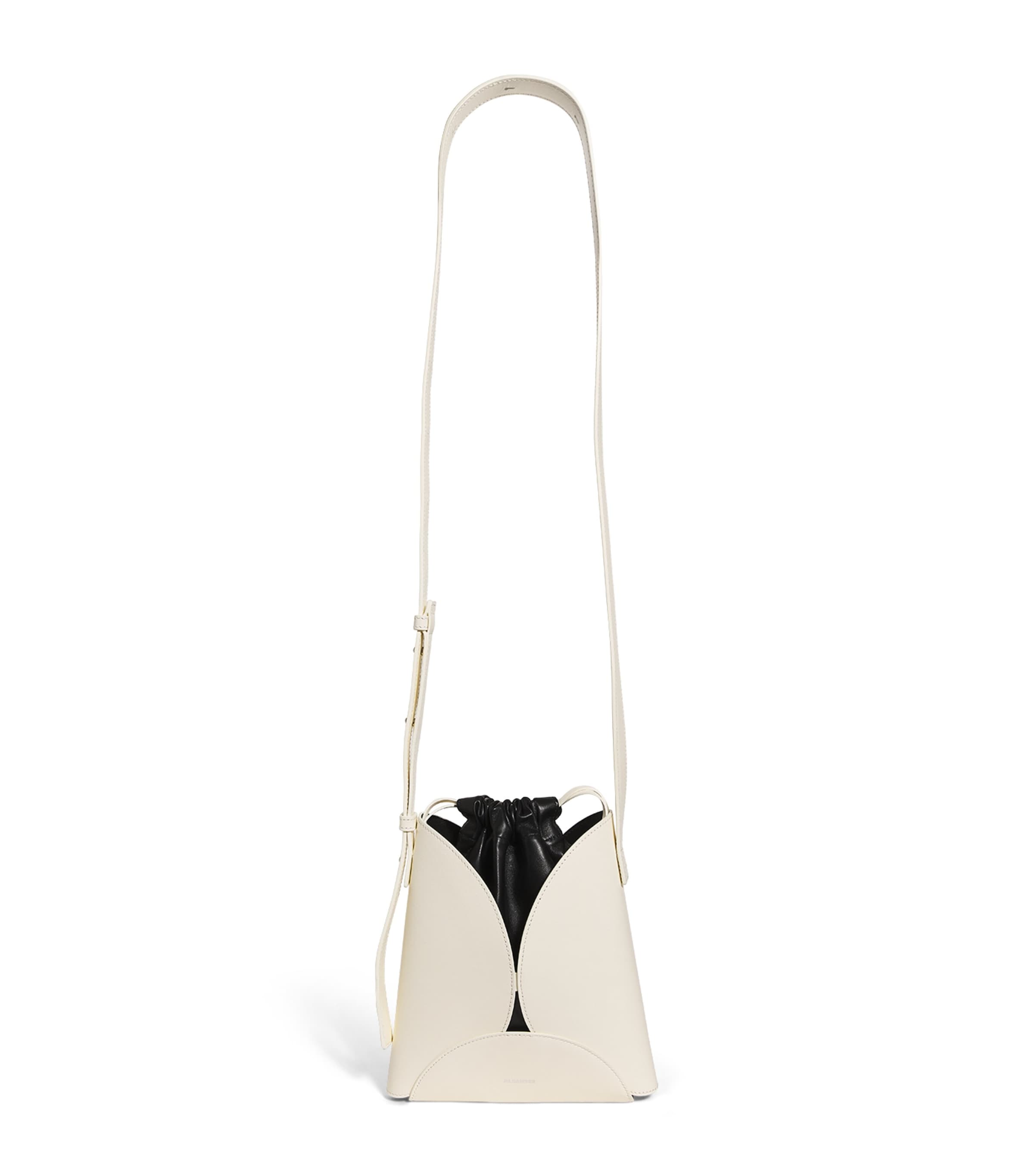 Jil Sander Leather Curve Cross-body Bag In White