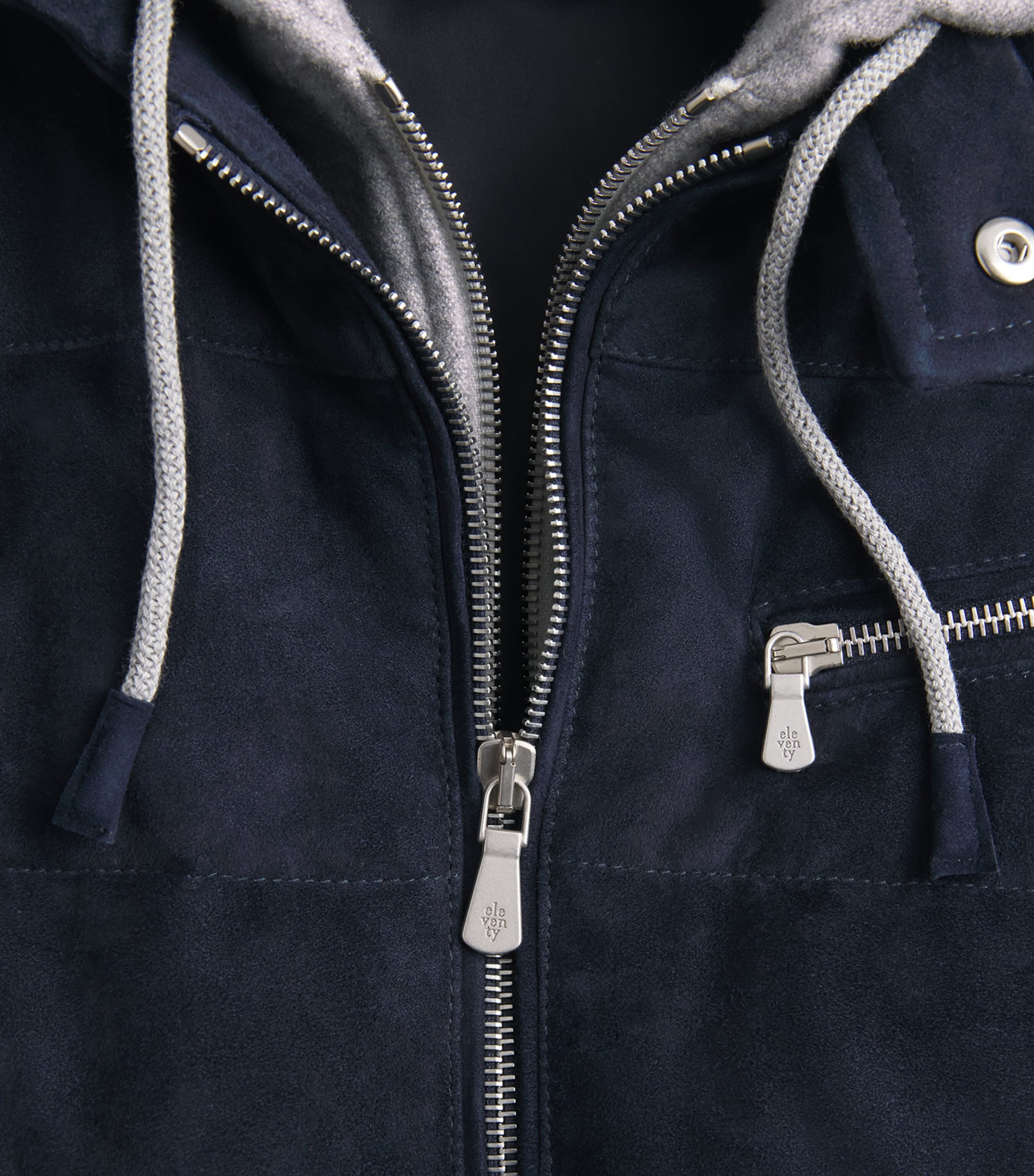 Eleventy Mens Down-Filled Suede Gilet Blu E Grigio Chiaro Image 7