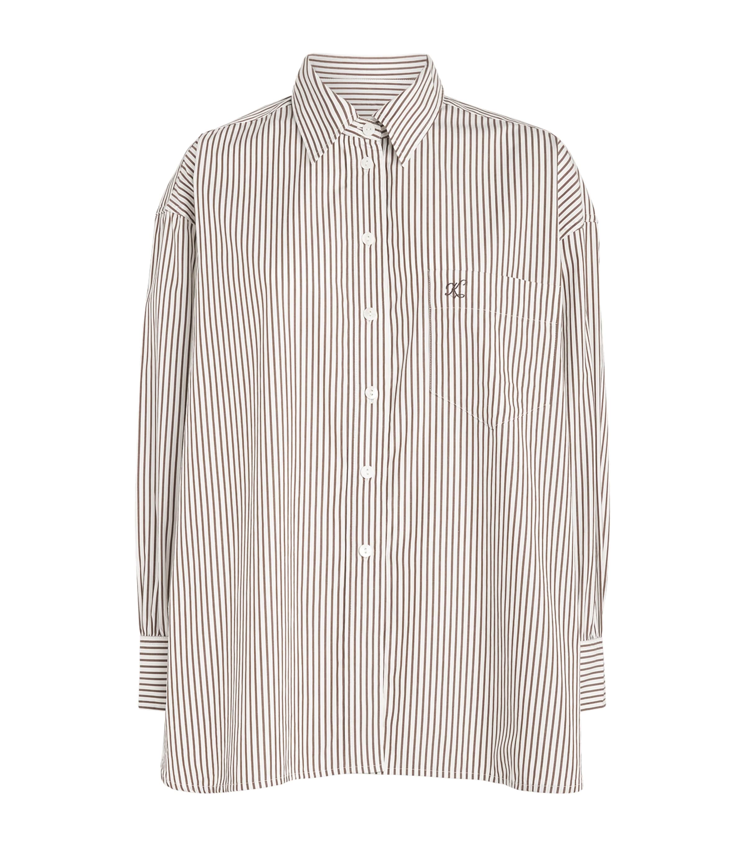 Suzie Kondi Womens Cotton Poplin Stripe Kappa Shirt Truffle Stripe Image 1