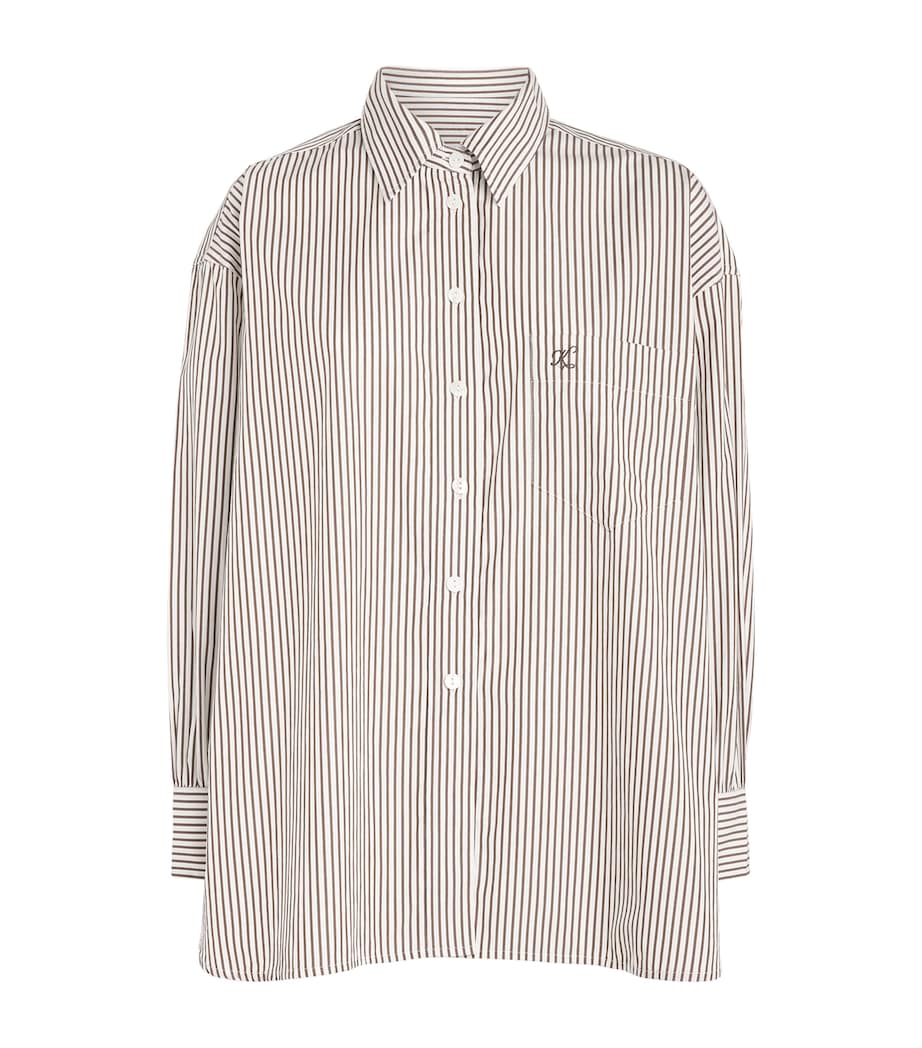 Suzie Kondi Womens Cotton Poplin Stripe Kappa Shirt Truffle Stripe Image 1