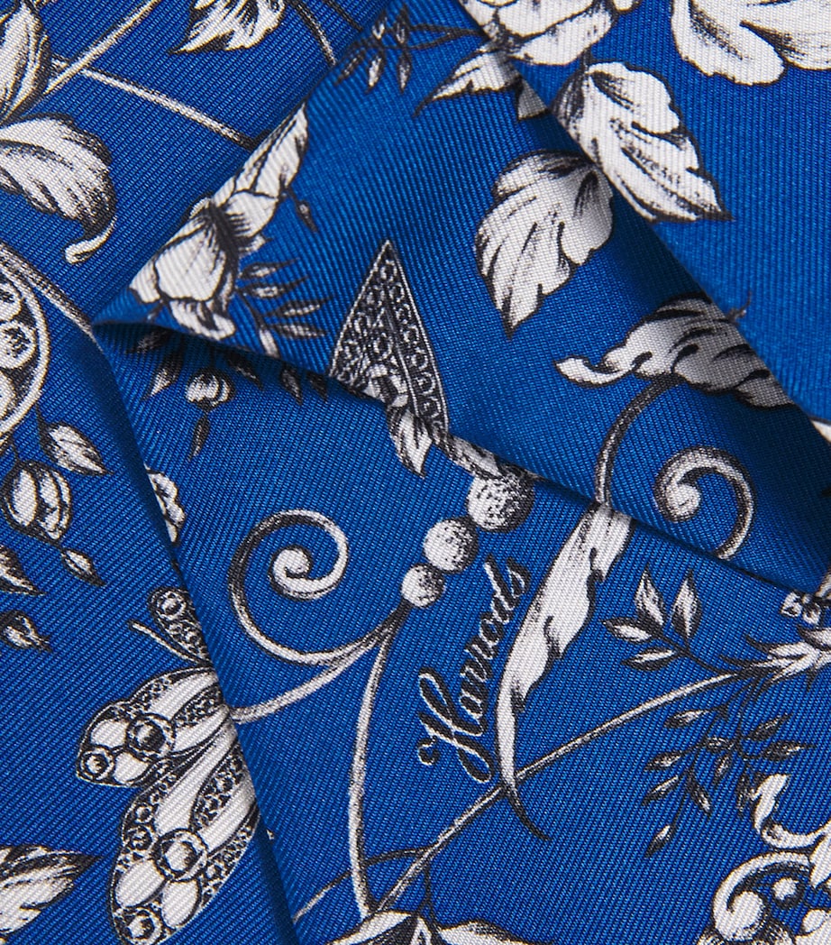 Silk Gilded Butterfly Twilly Scarf BLUE Image 5