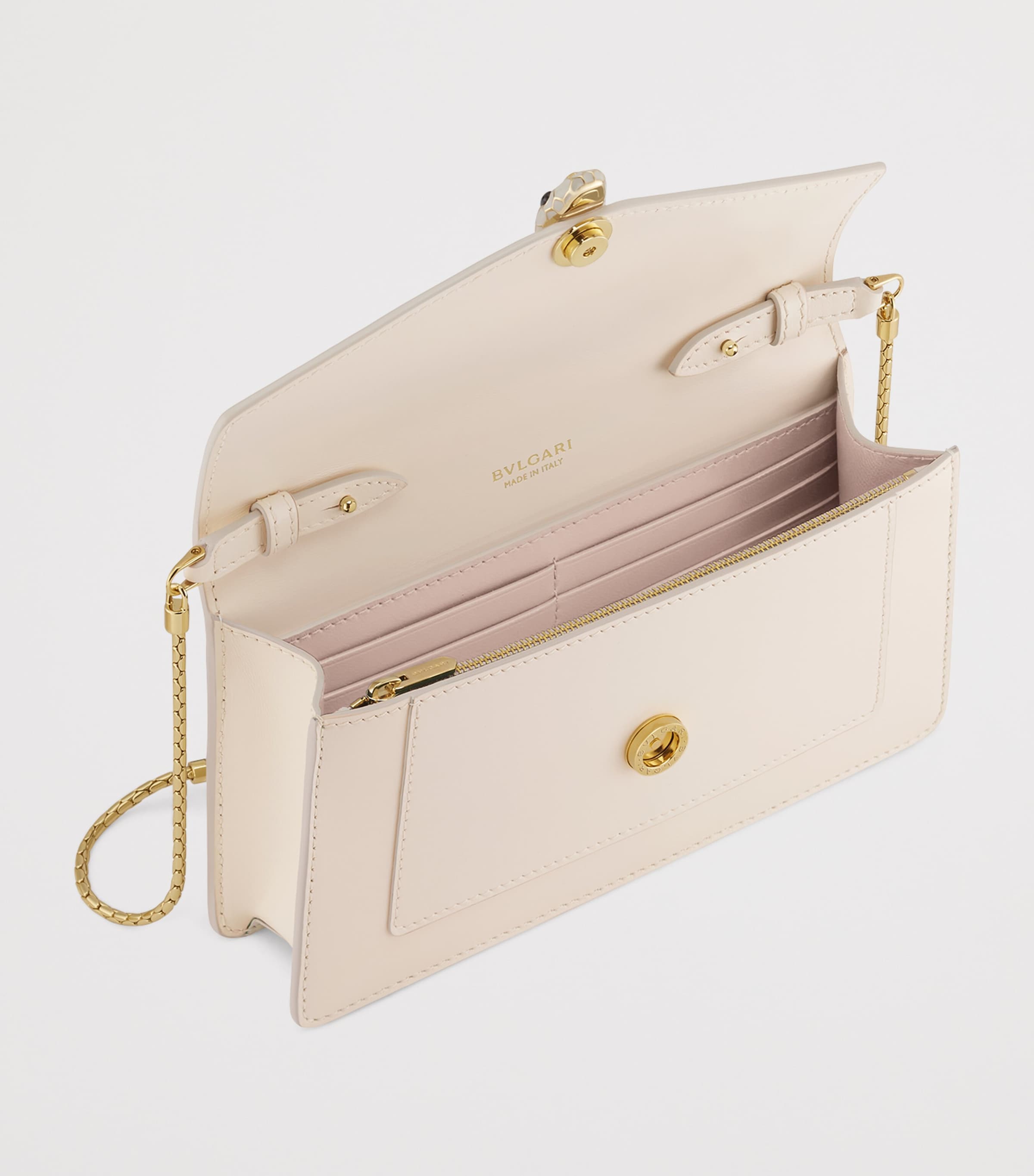 Leather Serpenti Forever Chain Wallet WHITE Image 2