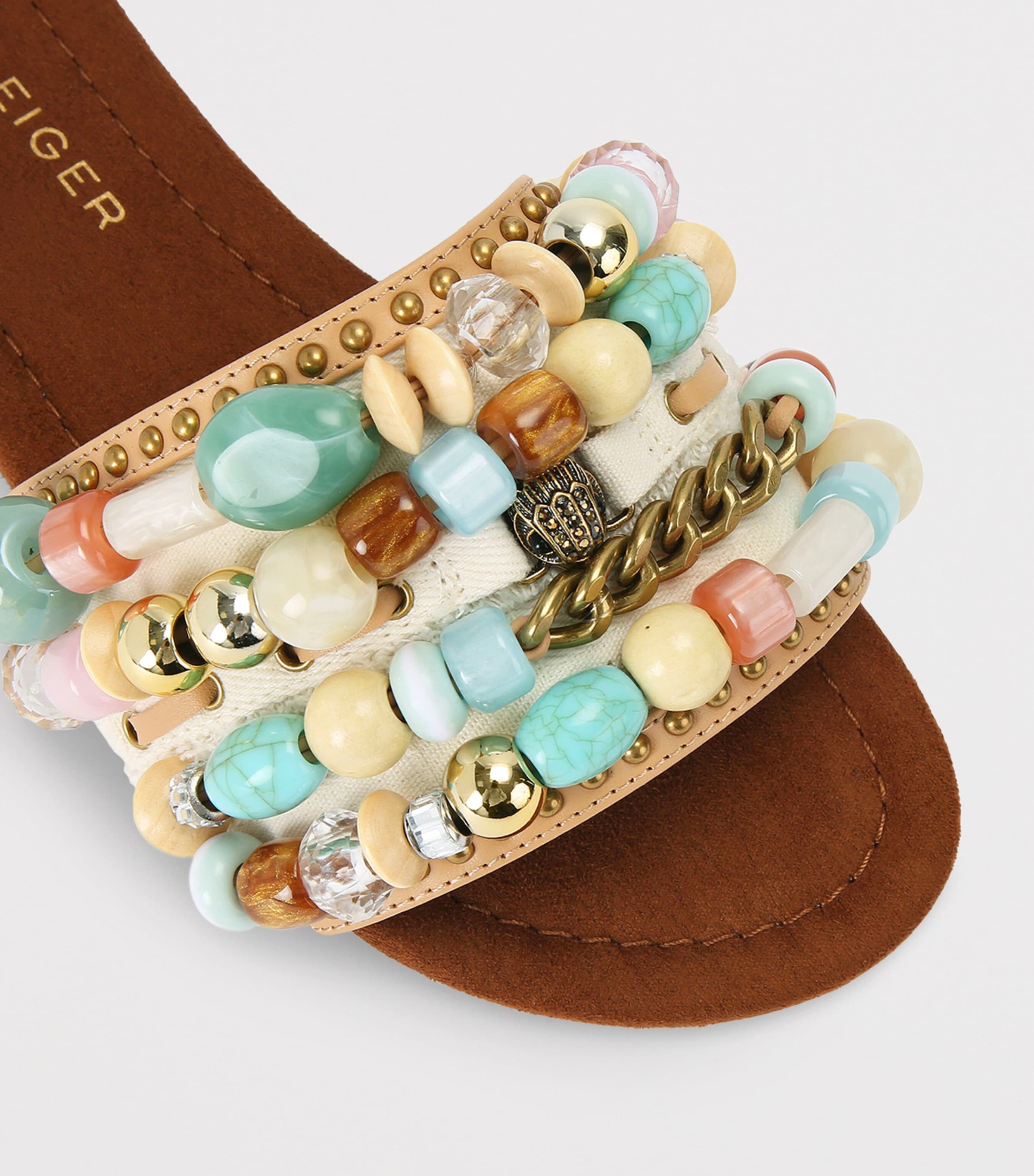 Kurt Geiger London Beaded Southbank Sandals Cream Comb Image 2