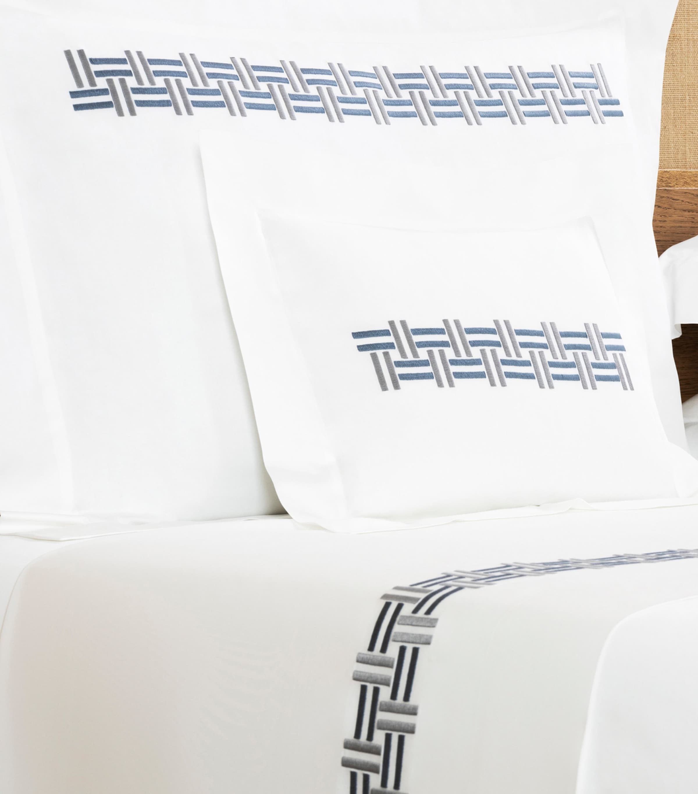 Basket Weave Boudoir Pillowcase (30cm x 40cm) 8E23 - STEEL BLUE/GR Image 2