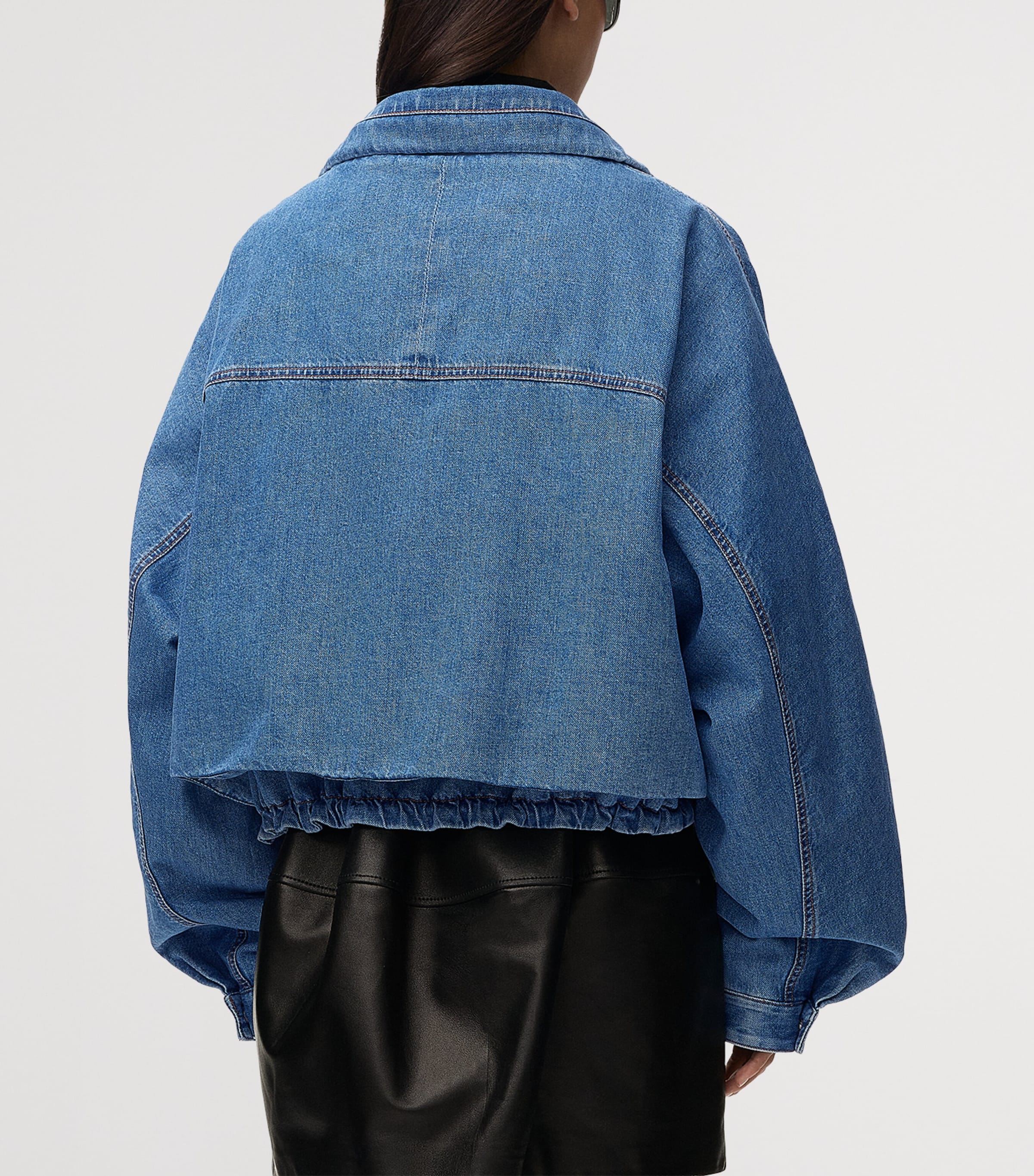 LOEWE Womens Denim Bomber Jacket Light Blue Image 4