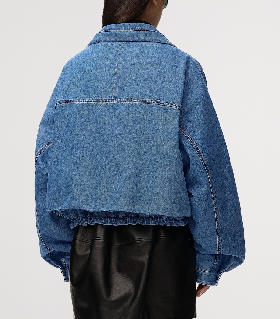 LOEWE Womens Denim Bomber Jacket Light Blue Image 4