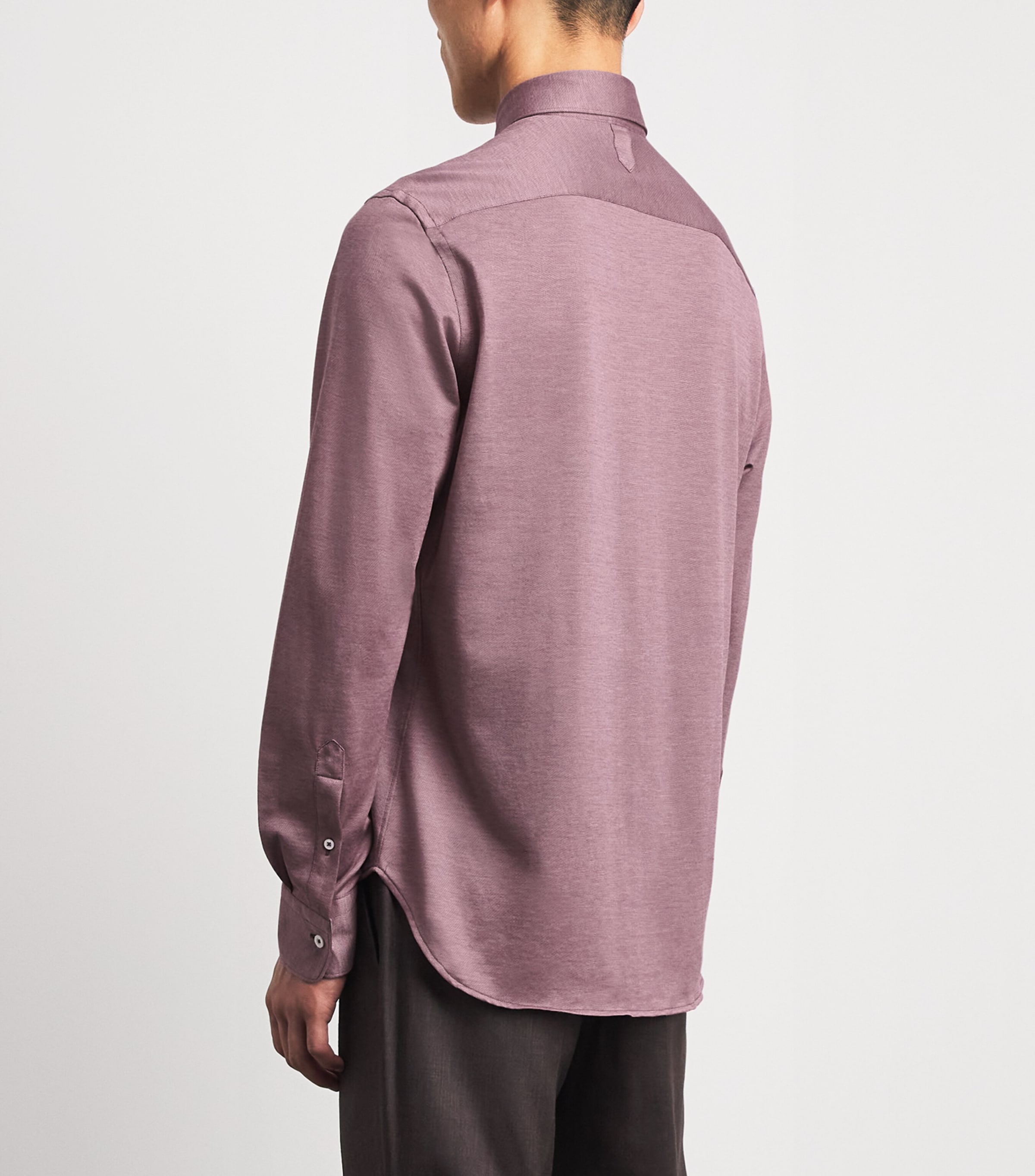 Canali Mens Cotton-Lyocell Jersey Shirt Red Image 5
