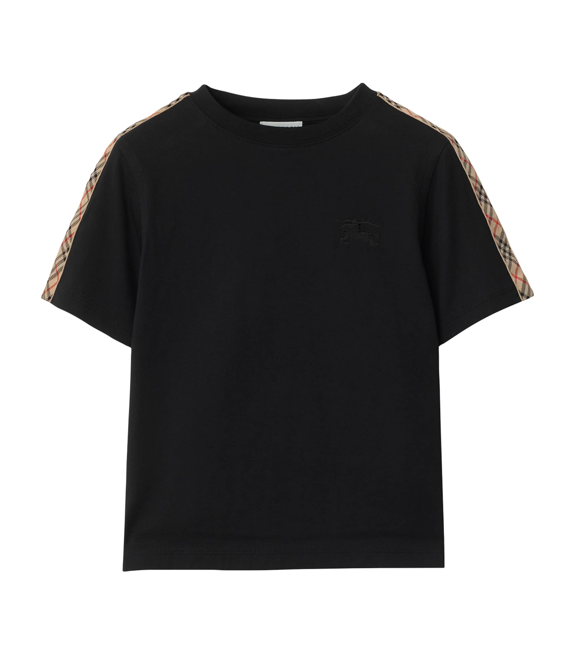 Burberry Check Trim Cotton T-shirt In Black