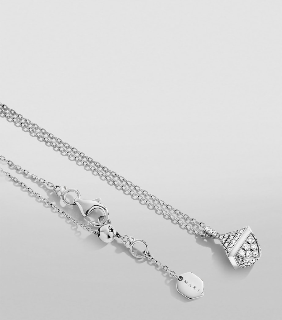 Mini White Gold and Diamond Cleo Rev Pendant Necklace WHITE GOLD Image 2