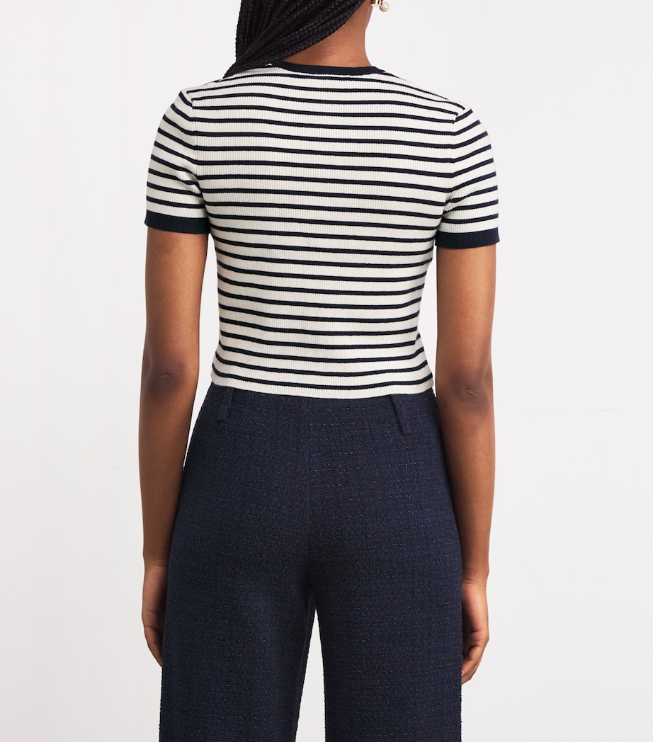 Cotton-Blend Striped Top ECRU/NAVY BLUE Image 4
