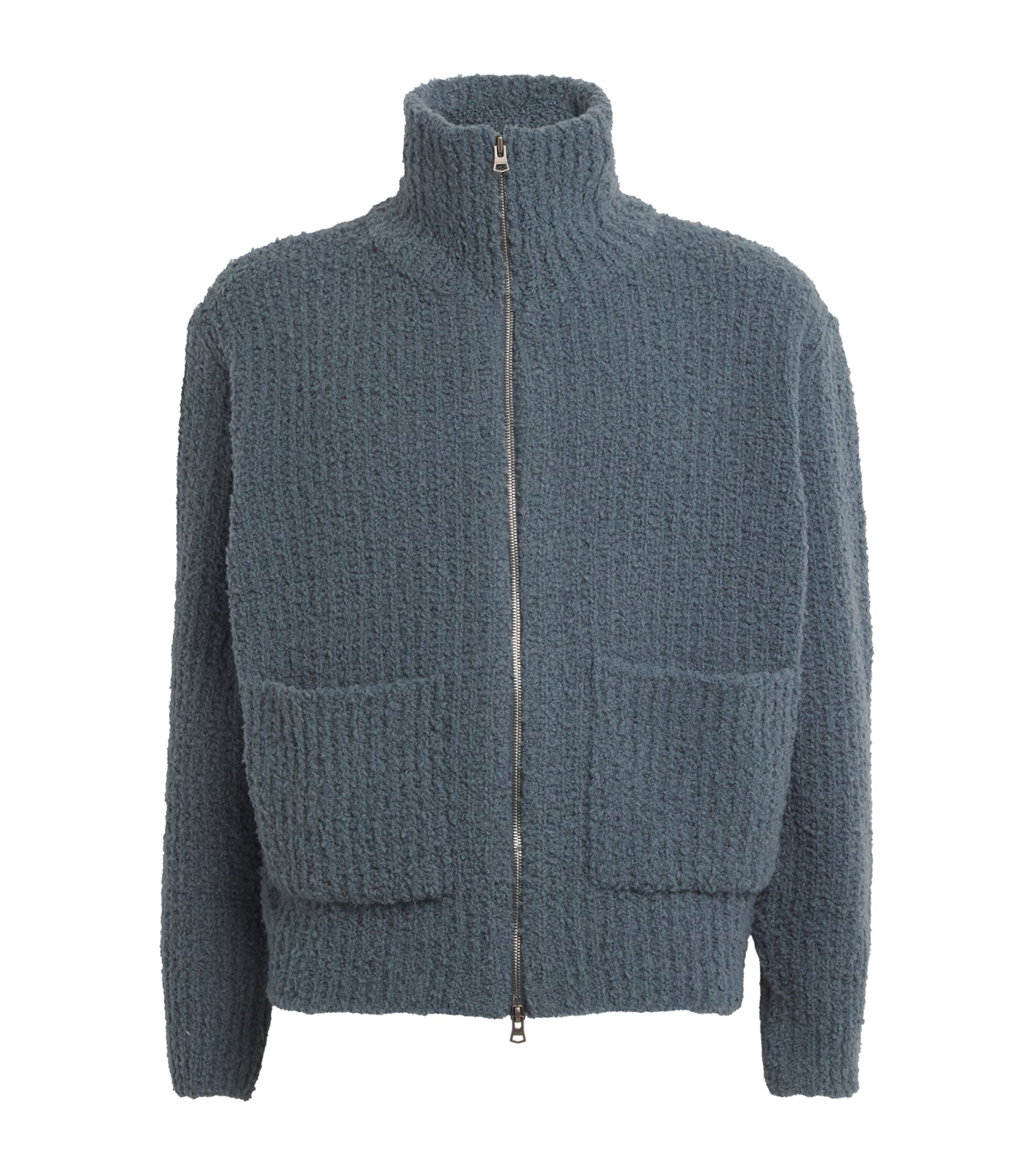 Shop Le 17 Septembre Wool-blend Zipped Cardigan In Blue