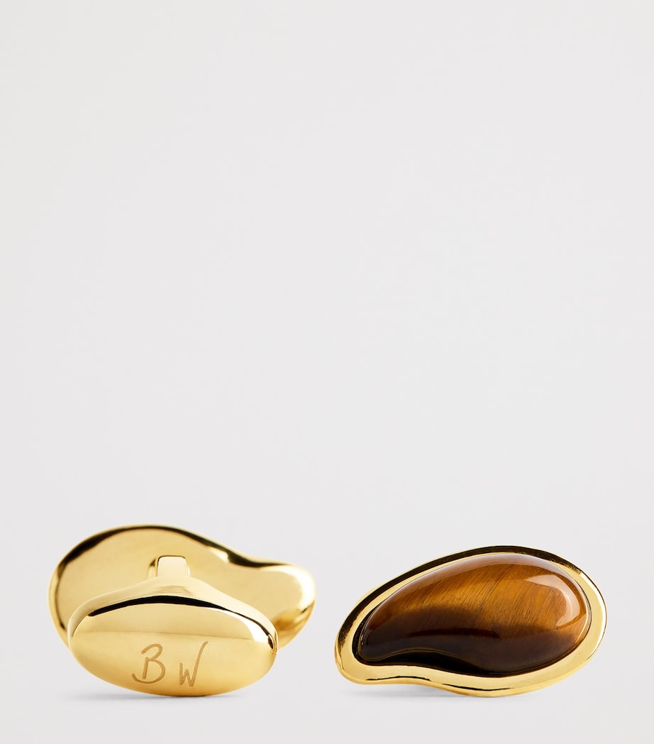 Gold-Plated Chakra Tiger's Eye Cufflinks TIGERS EYE Image 6
