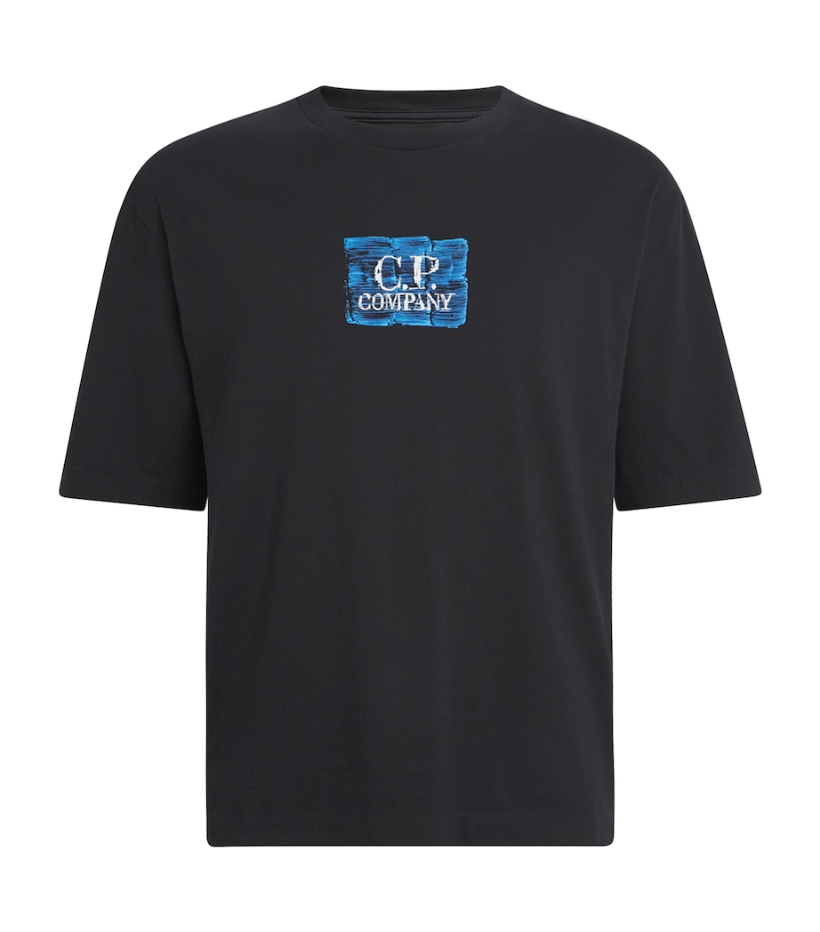 C.P. Company Mens Cotton Logo T-Shirt Black Image 1