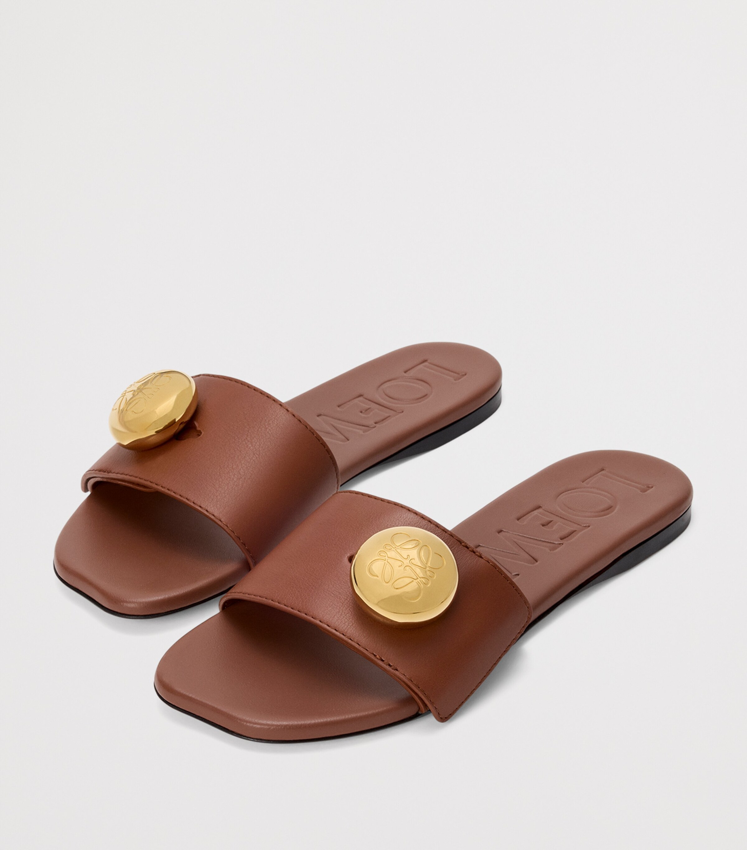 Leather Pebble Slides RUST Image 3