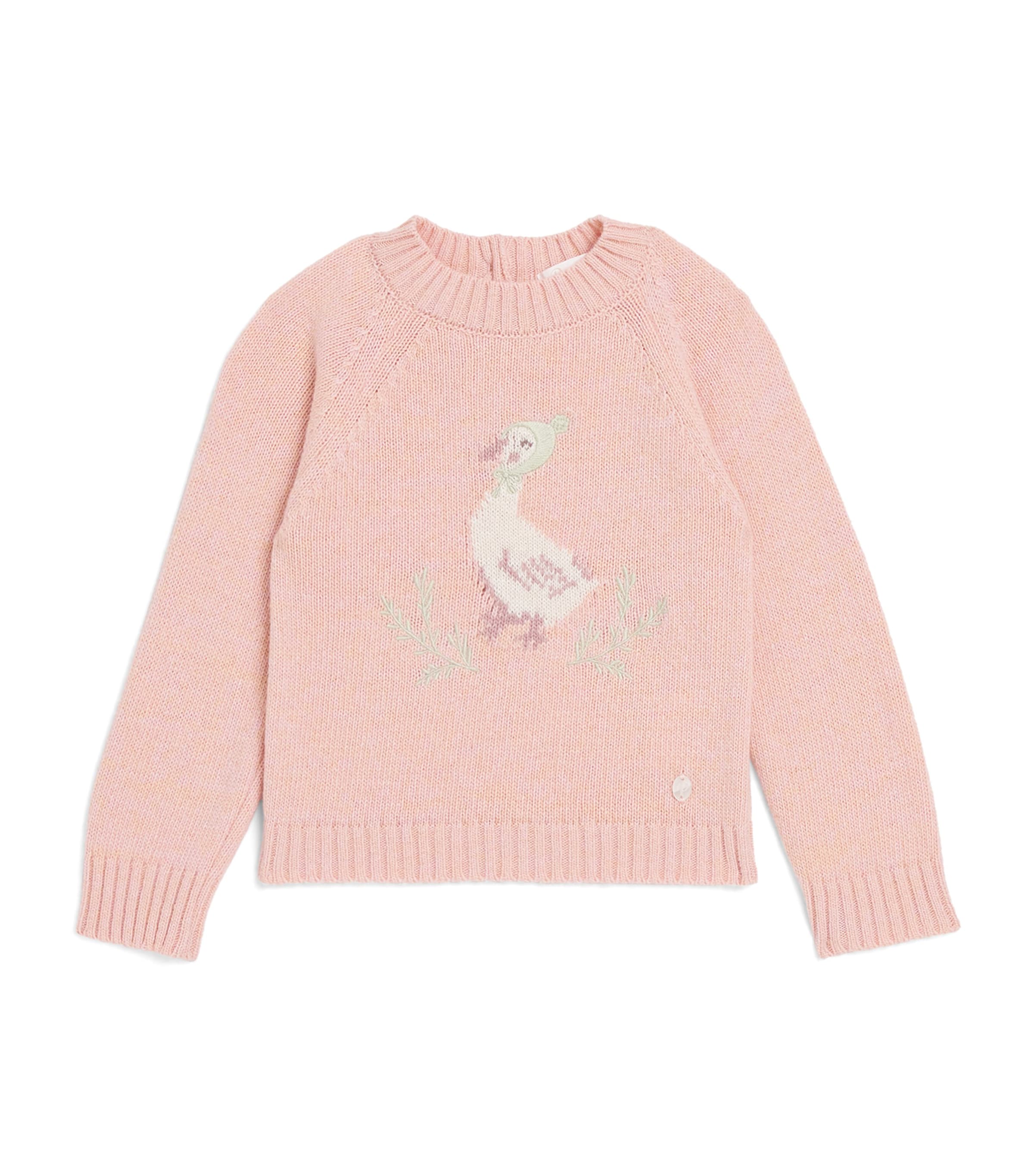 Patachou Embroidered Duck Sweater In Pink