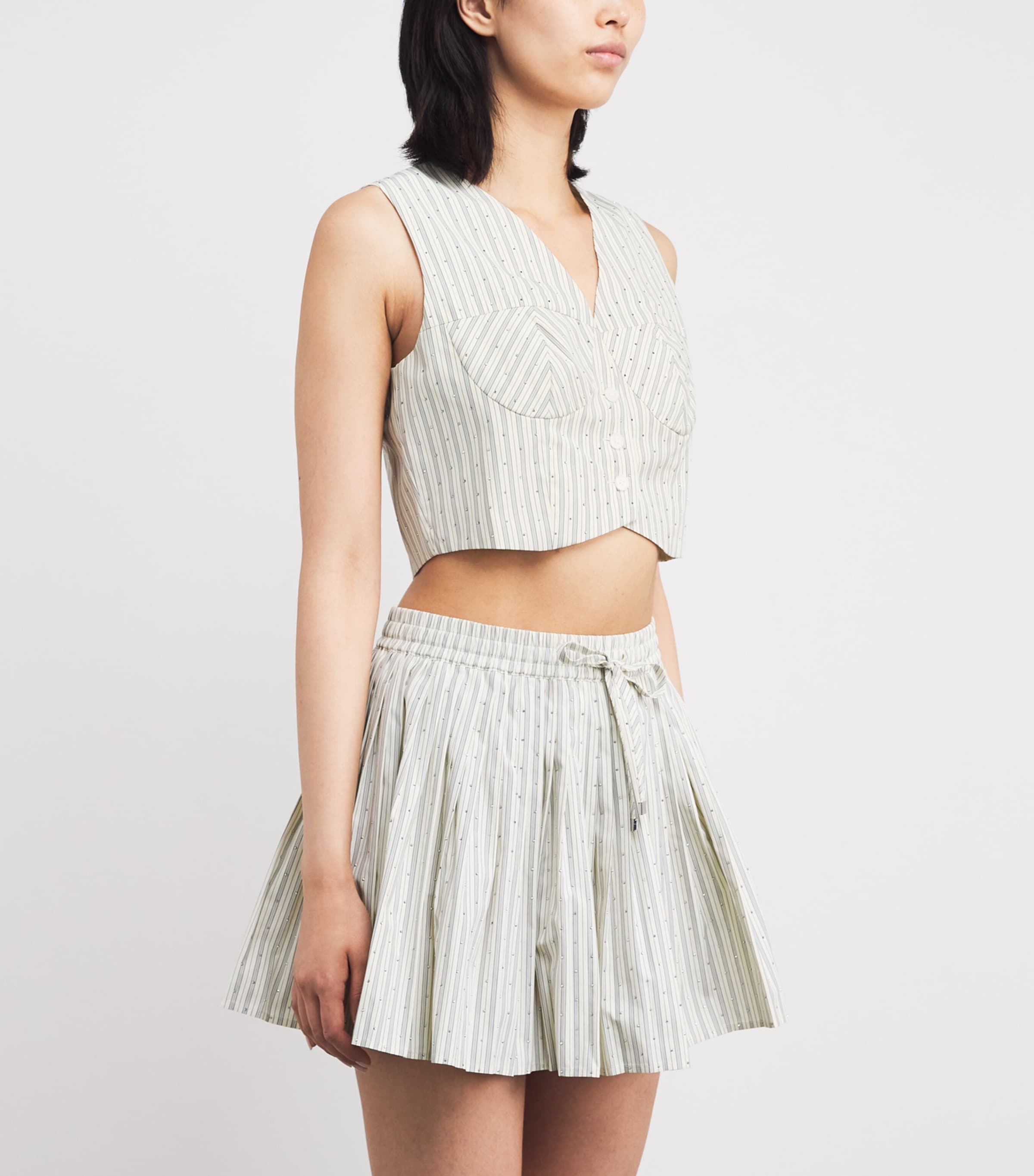 Embellished Stripe Crop Top ECRU Image 3