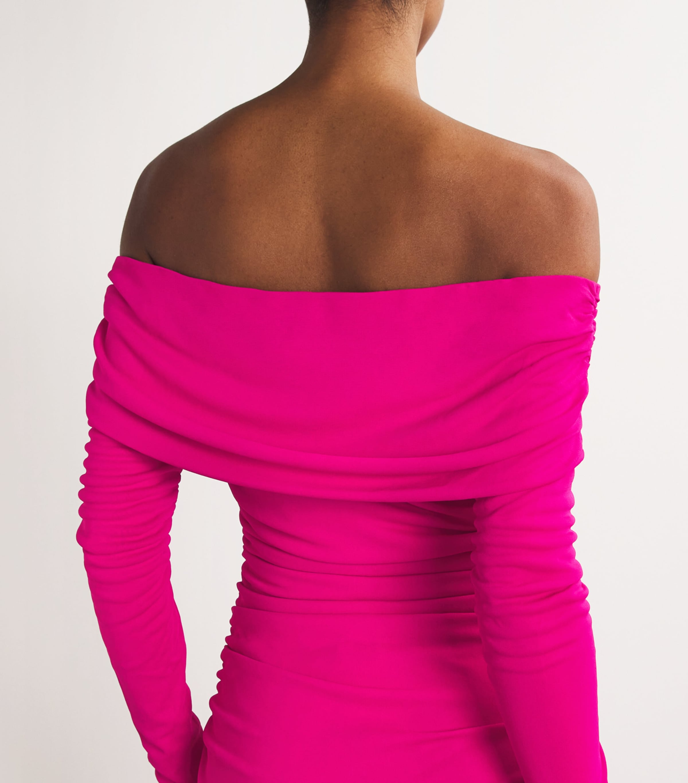 Carolina Herrera Off-The-Shoulder Ruched Midi Dress | Harrods US