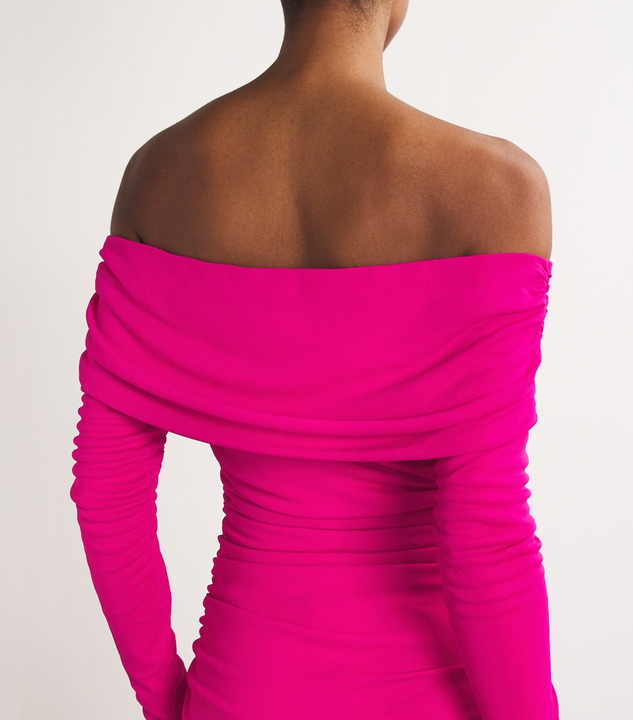 Carolina Herrera Womens Off-The-Shoulder Ruched Midi Dress Berry Image 4
