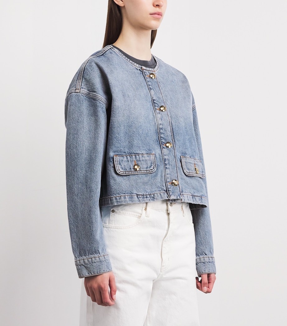 ANINE BING Womens Blanche Denim Jacket Caspian Blue Image 4