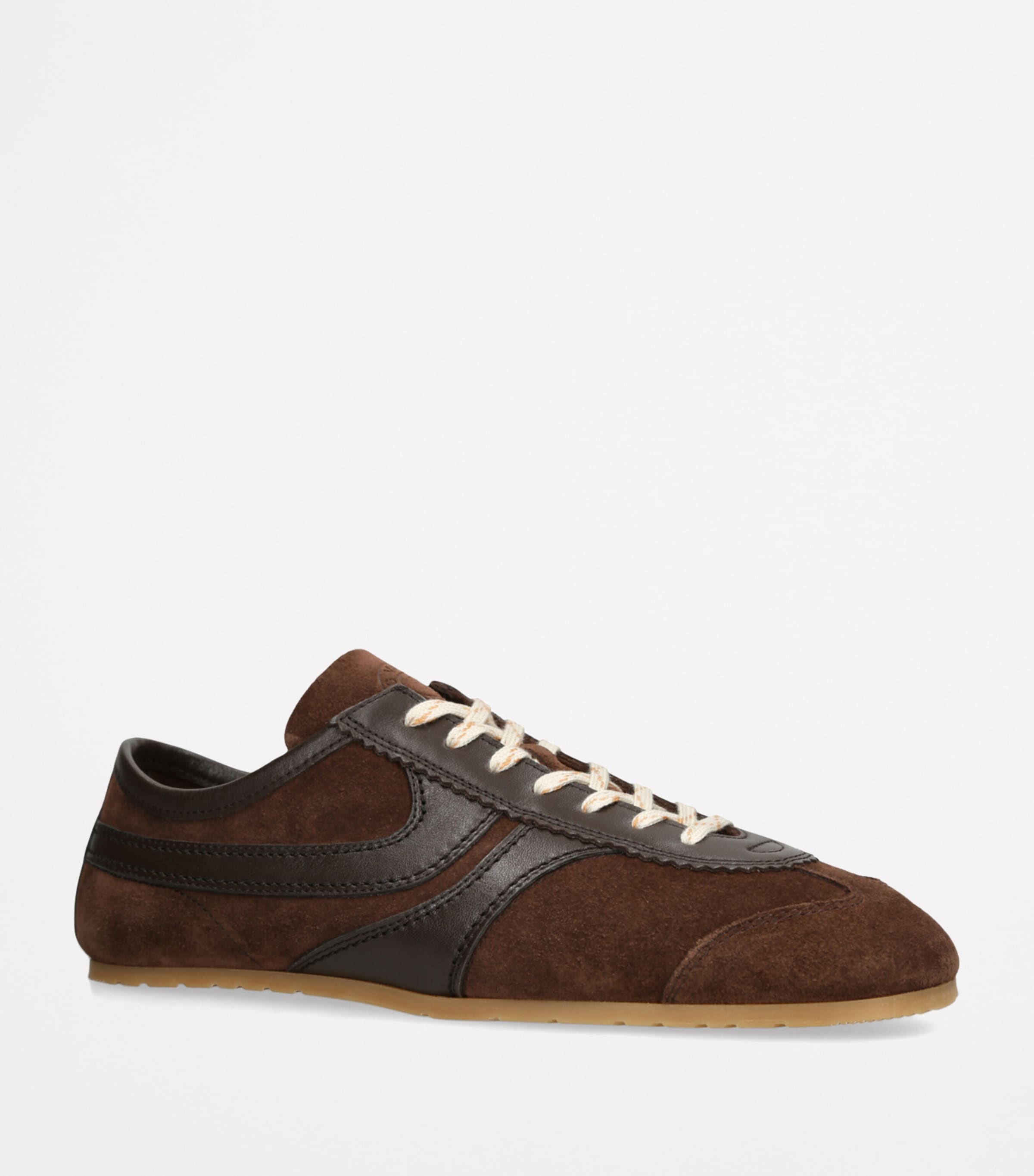 DRIES VAN NOTEN Suede Low-Top Sneakers Dark Brown Image 3