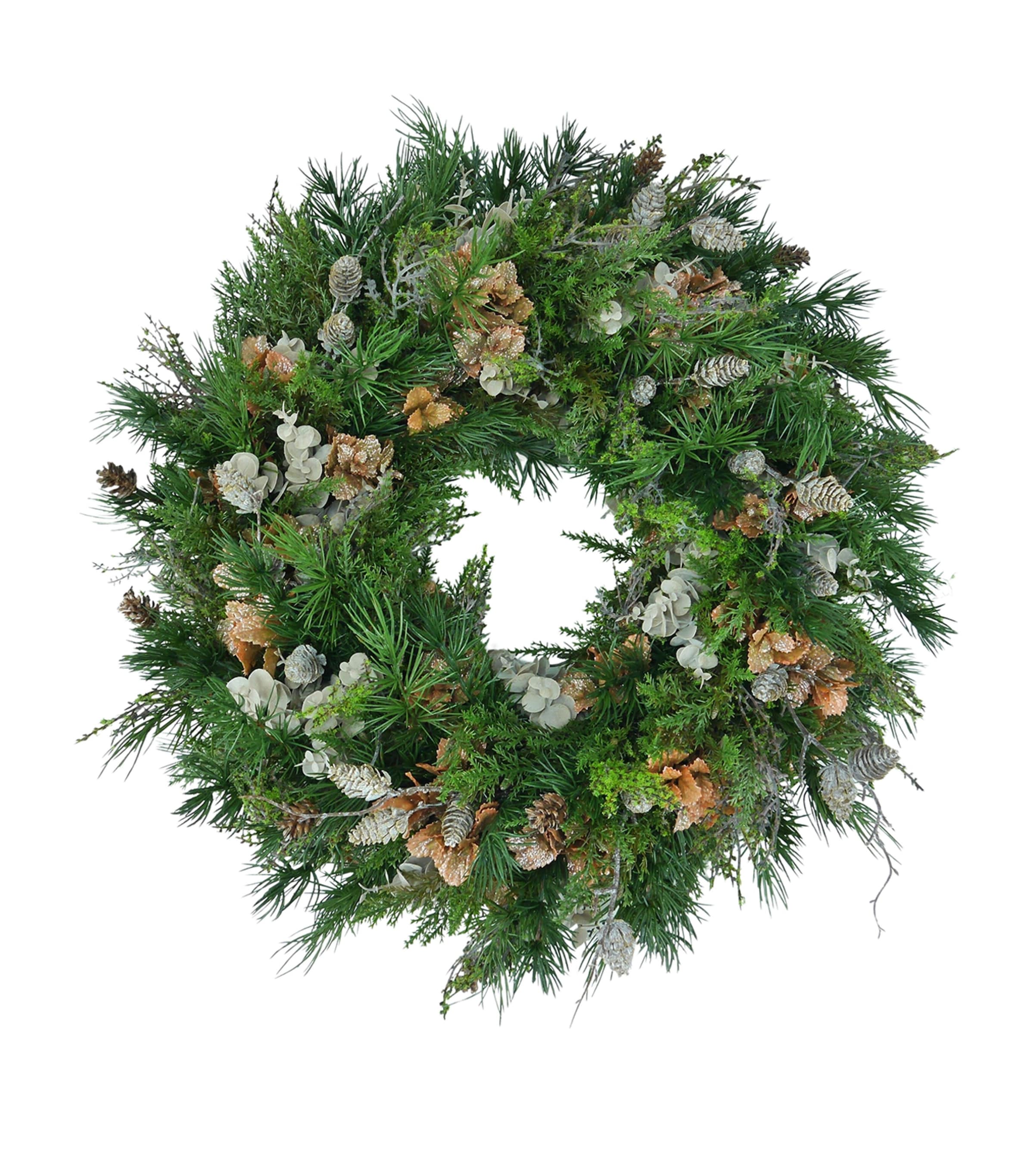 Edelpink & Goldgrün Eucalyptus and Root Branch Wreath Green/brown Image 1