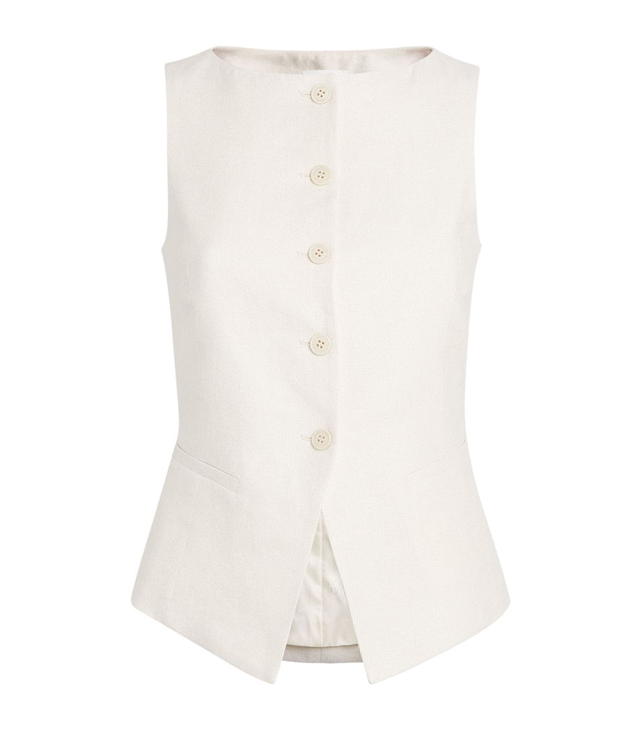 Eleventy Womens Linen-Blend Waistcoat Avorio Image 1