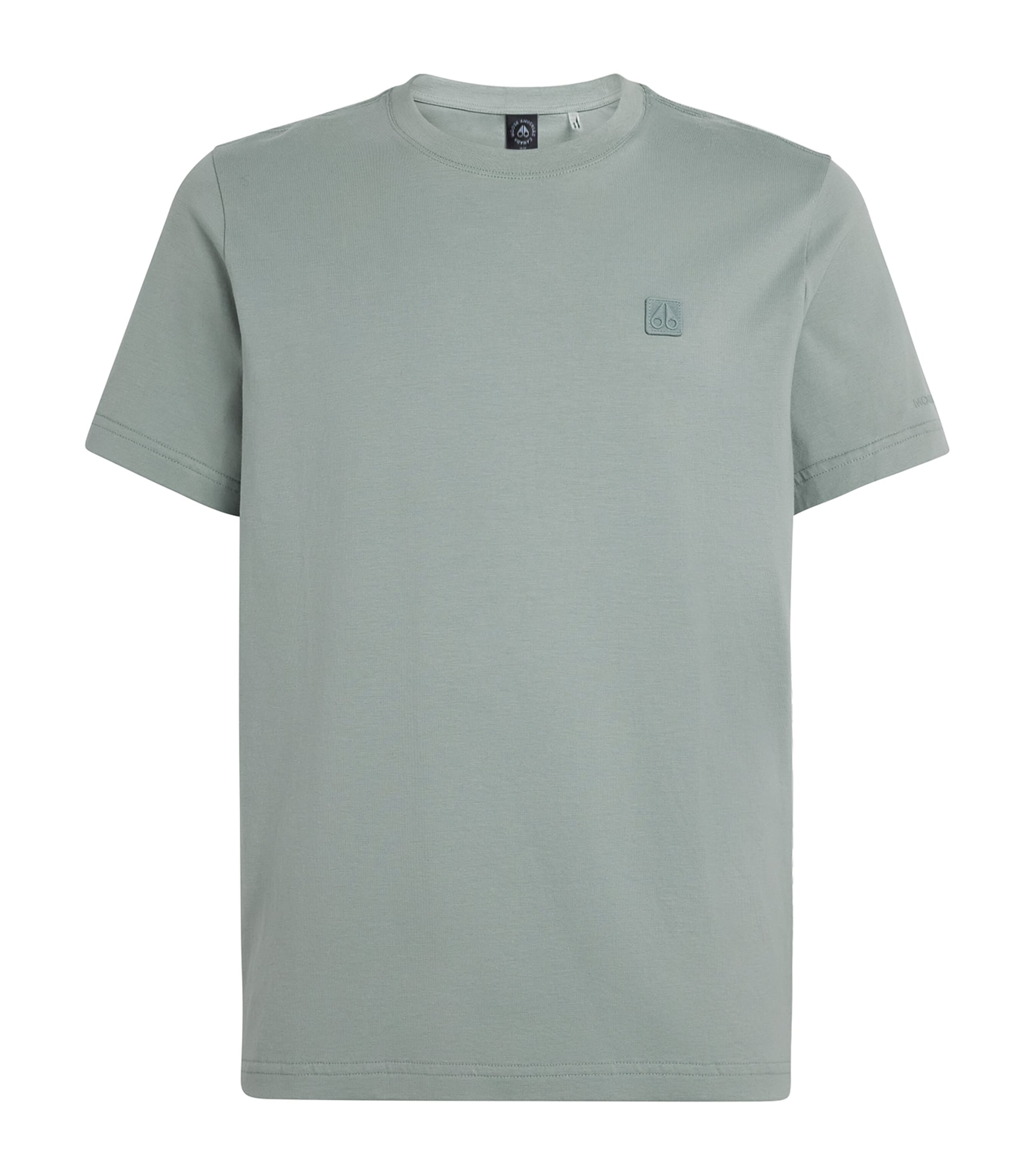Moose Knuckles Mens Cotton Embroidered Logo T-Shirt Dusty Jade Image 1