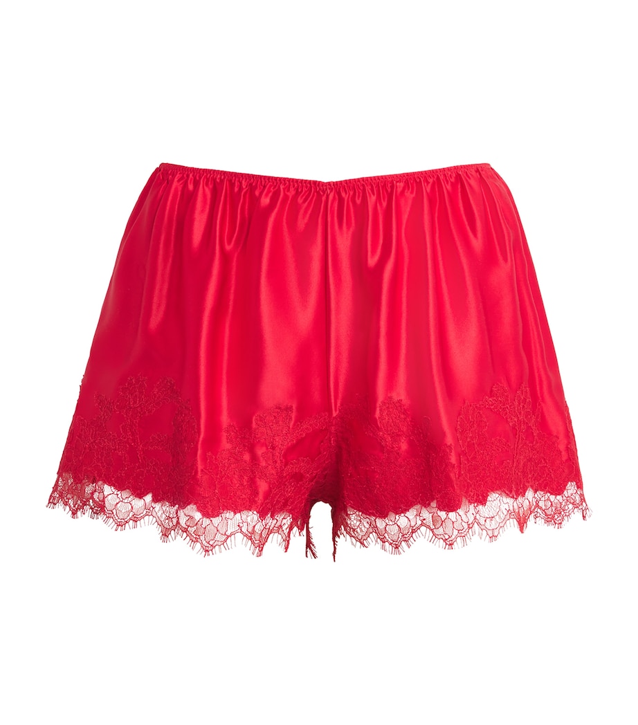 TORLOWEI Womens Silk-Lace Shorts Ruby/ruby Image 1