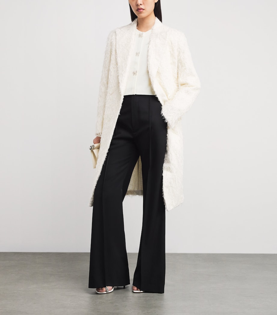 Wool Rib-Knit Bow Cardigan ECRU Image 2