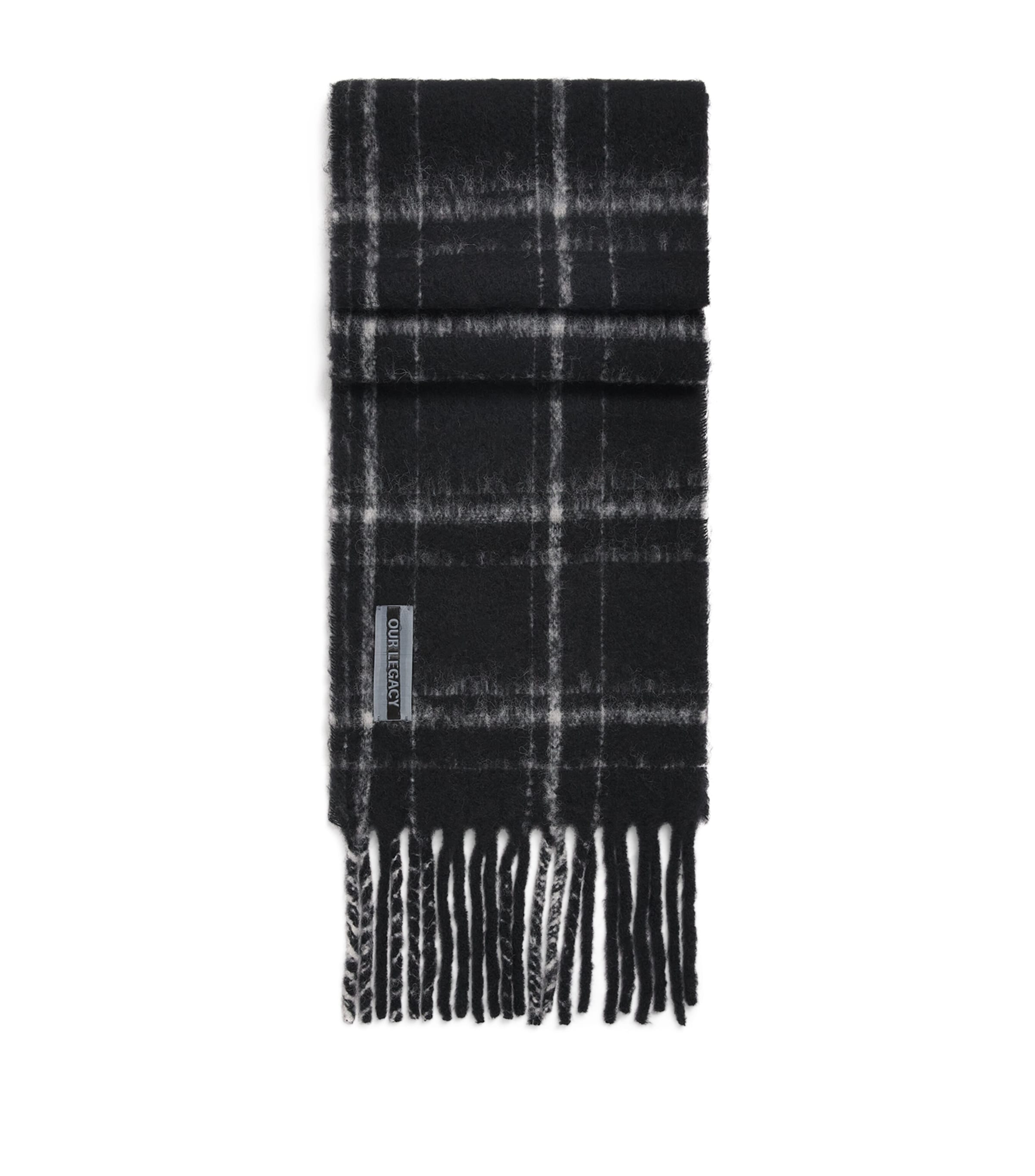 Our Legacy Black Wool-Blend Check Estate Scarf | Harrods UK