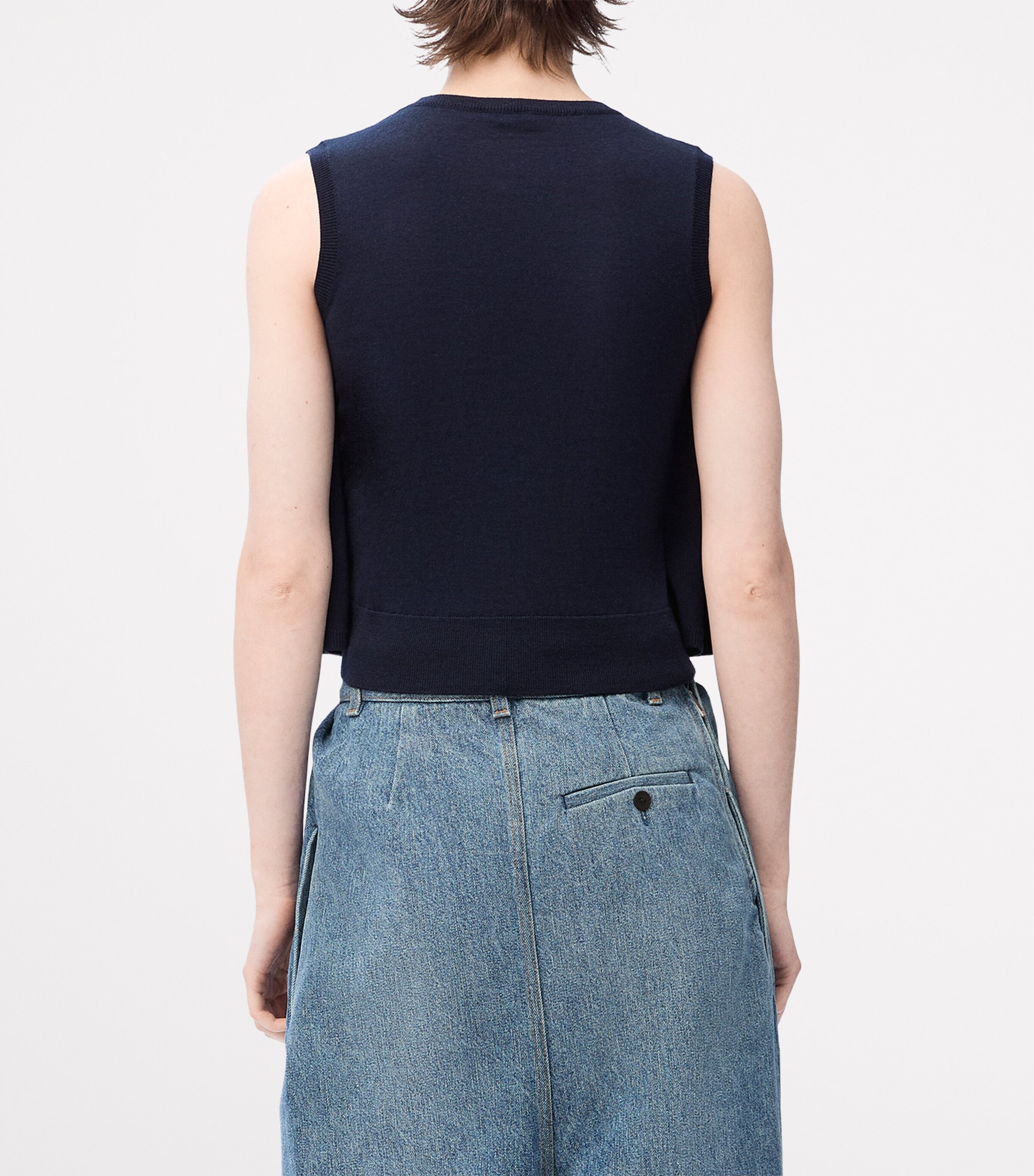 LOEWE Womens Sleeveless Trapeze Sweater Dark Navy Blue Image 4