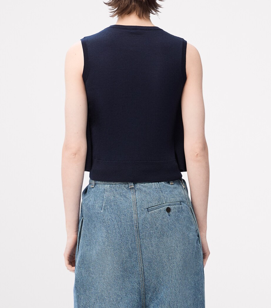 LOEWE Womens Sleeveless Trapeze Sweater Dark Navy Blue Image 4