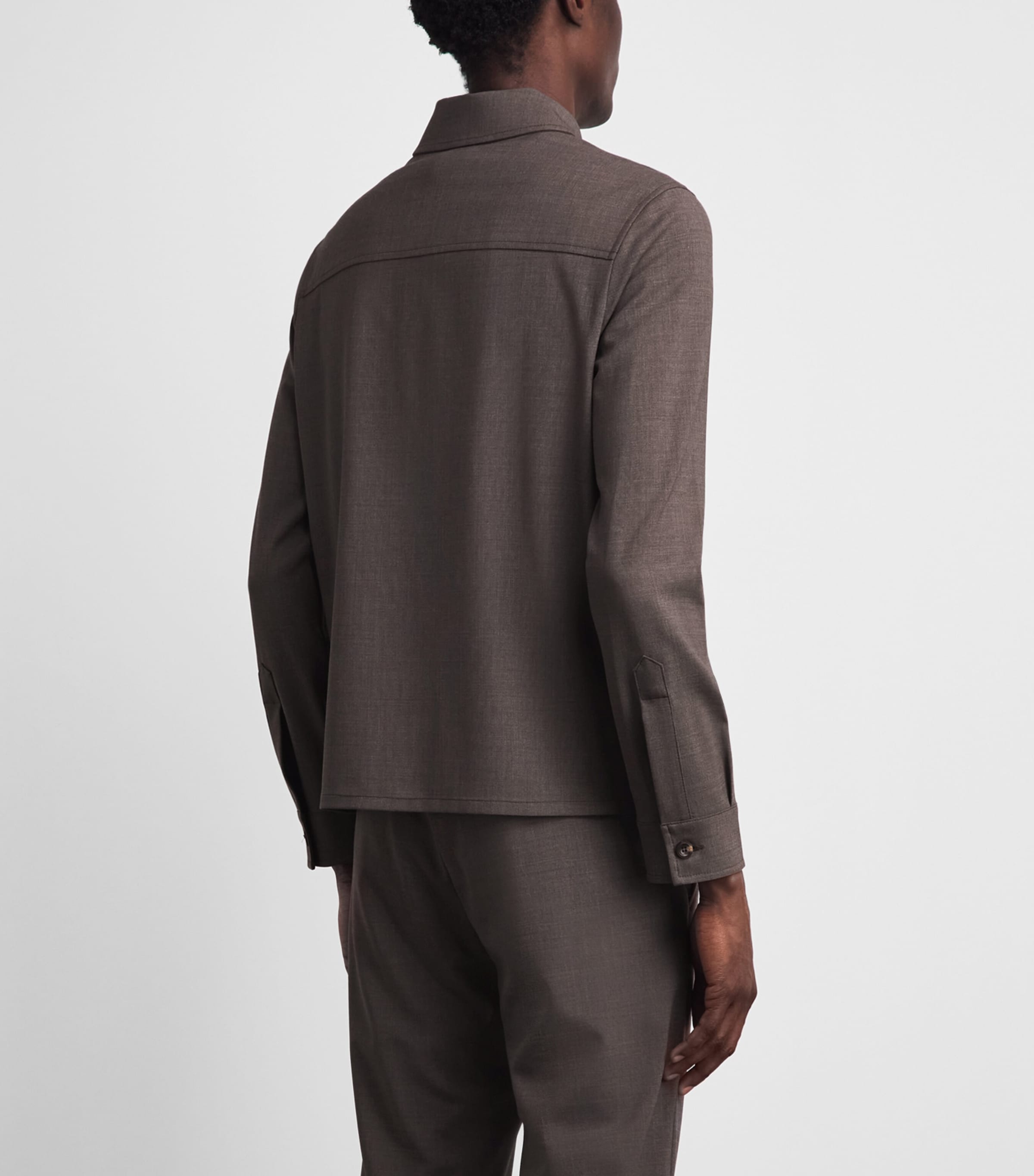 Marco Pescarolo Mens Stretch-Wool Avi Shacket Taupe Image 5