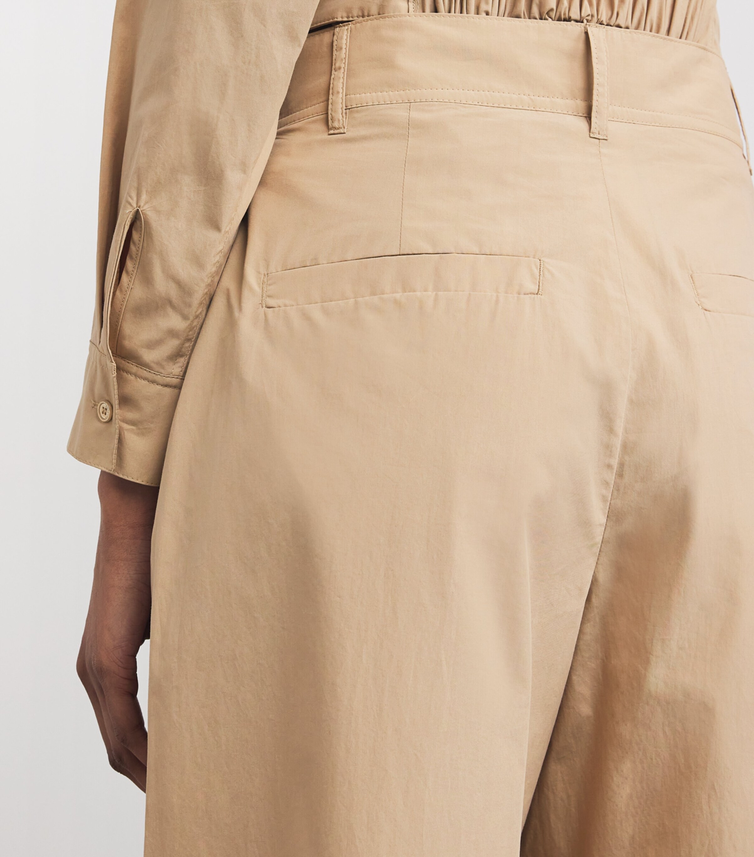 Cotton High-Rise Trousers BEIGE Image 6