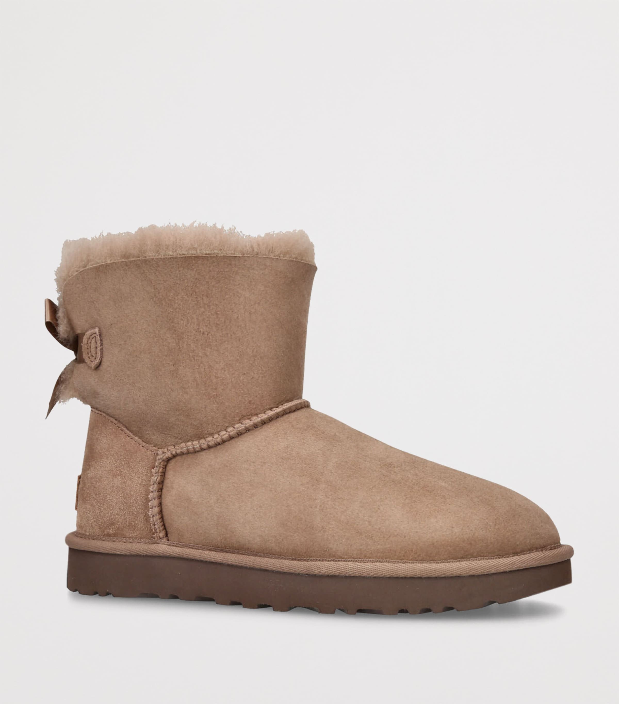UGG Brown Suede Mini Bailey Bow II Ankle Boots | Harrods UK
