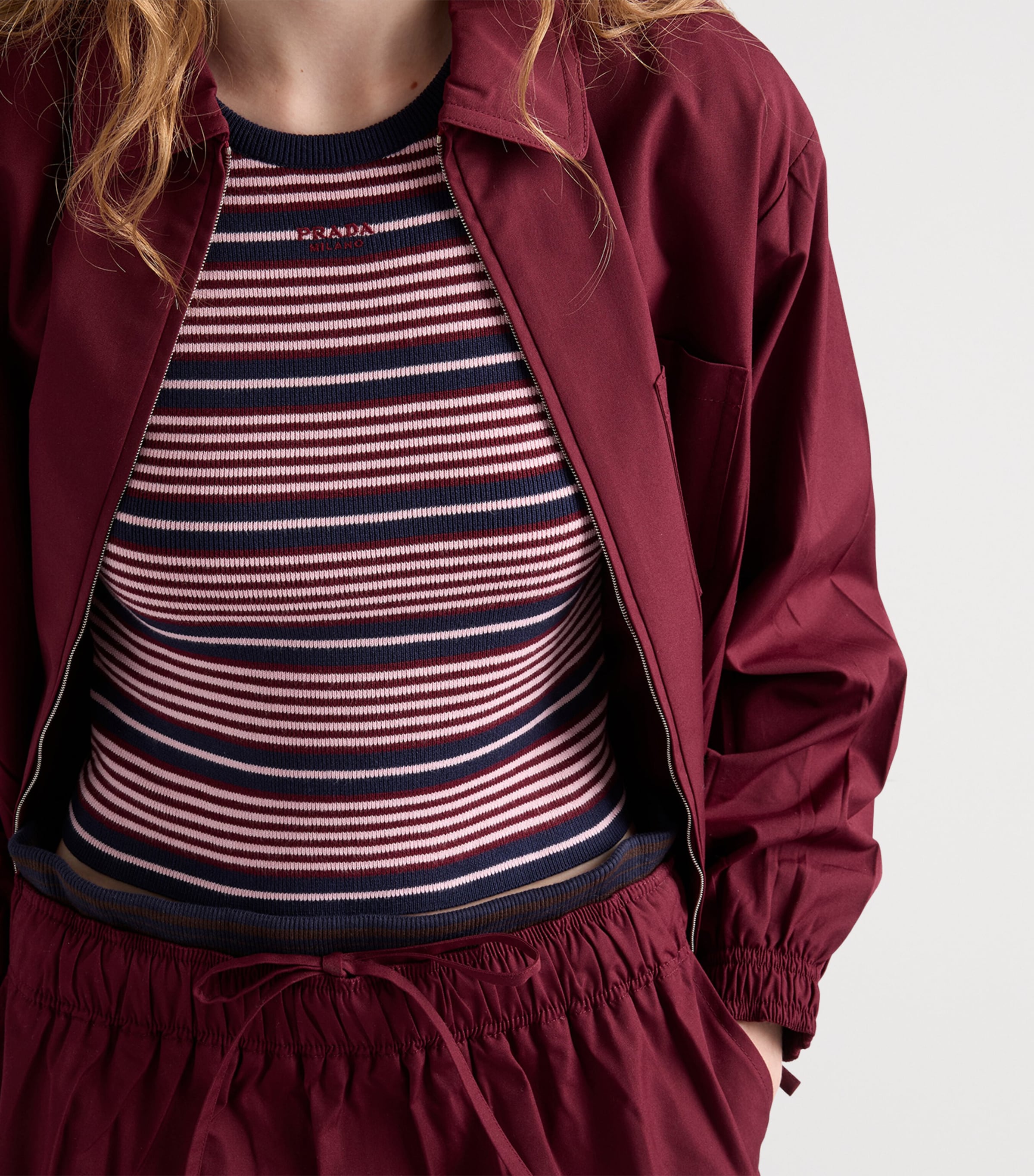 Prada Womens Stretch-Cotton Stripe T-Shirt Image 5