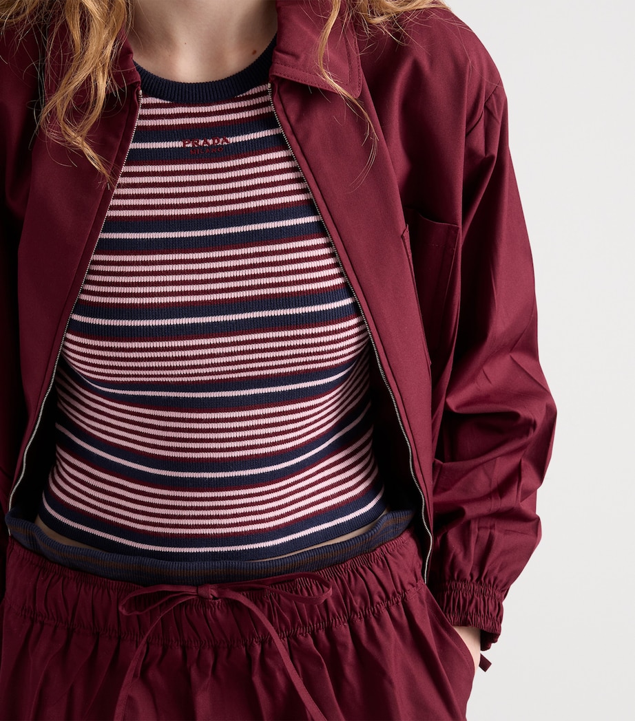 Prada Womens Stretch-Cotton Stripe T-Shirt Image 5