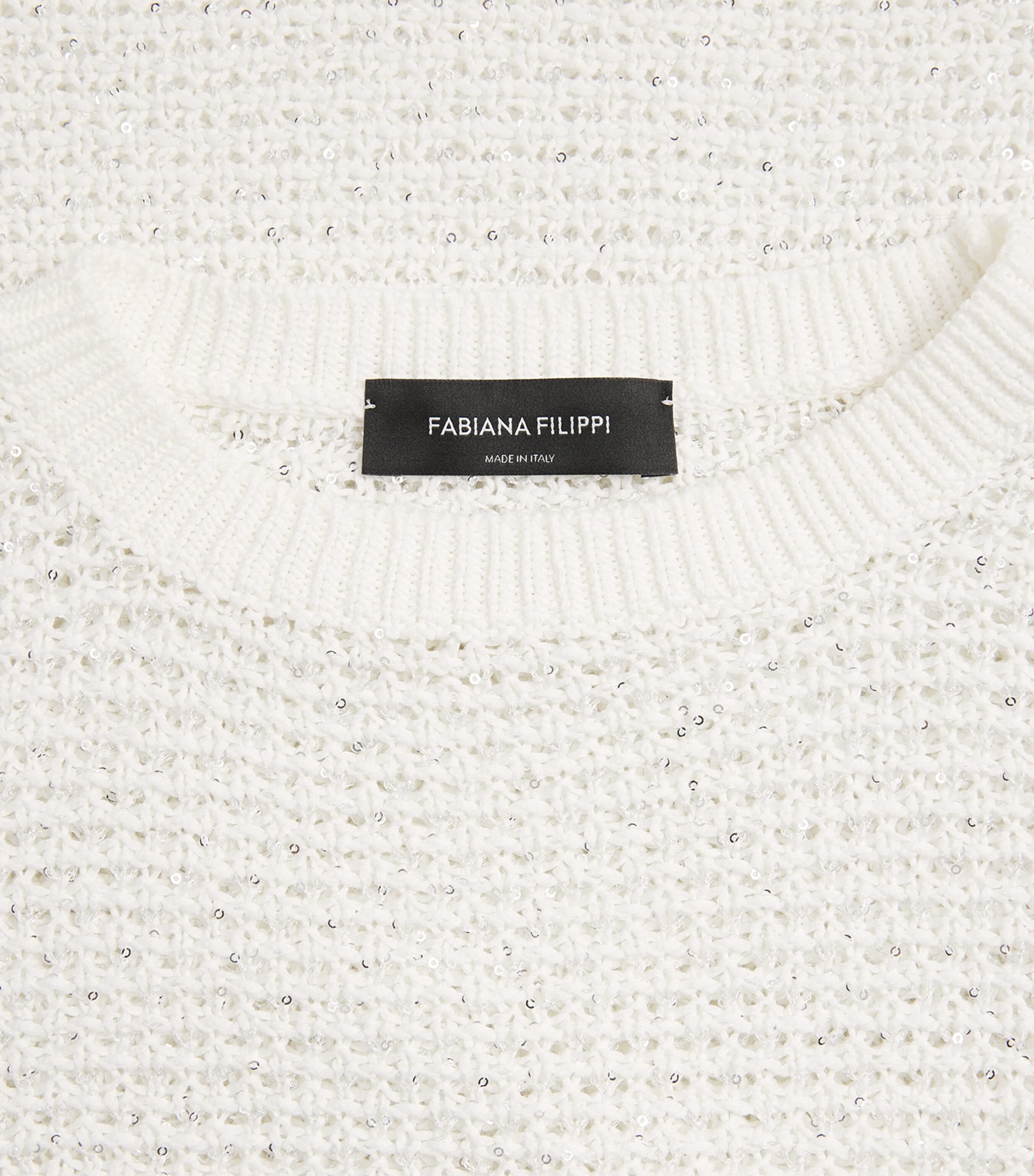 Fabiana Filippi Womens Crochet Sequin Sweater Bianco Seta Image 6