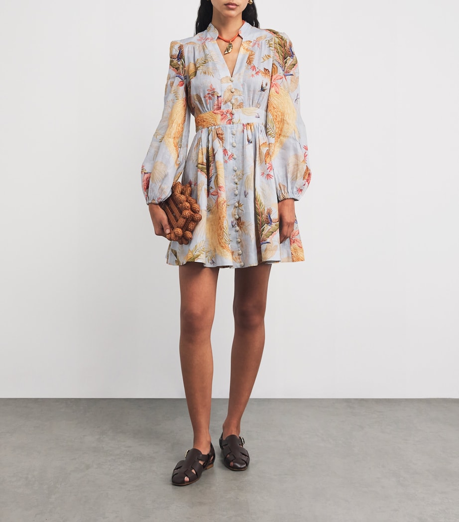 Linen Palm Ascension Mini Dress LBPFL LBLUE PF Image 2