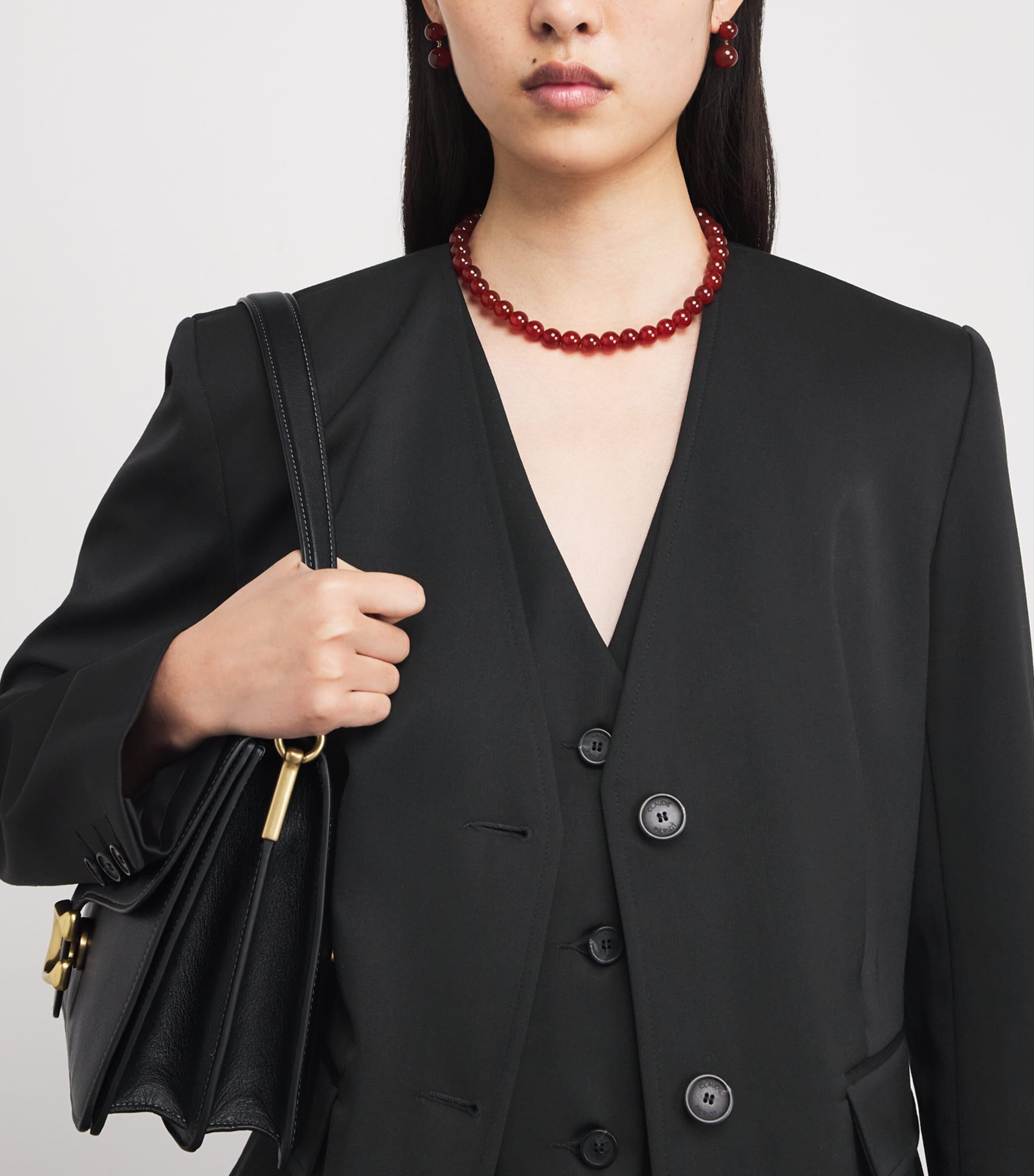 Claudie Pierlot Womens Collarless Blazer Black Image 6